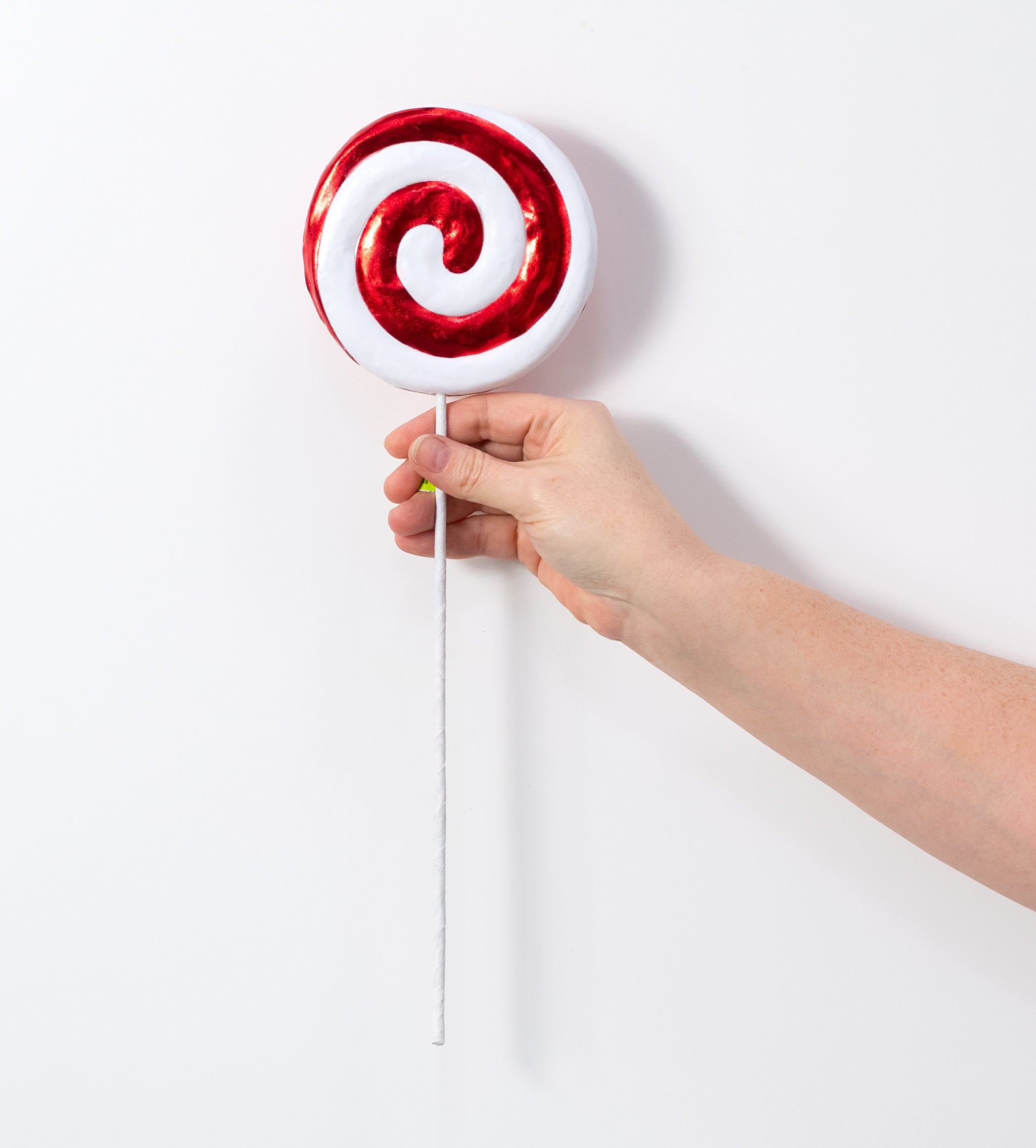 5" x 15" Metallic Peppermint Lollipop Pick: Red & White (10 Yards)