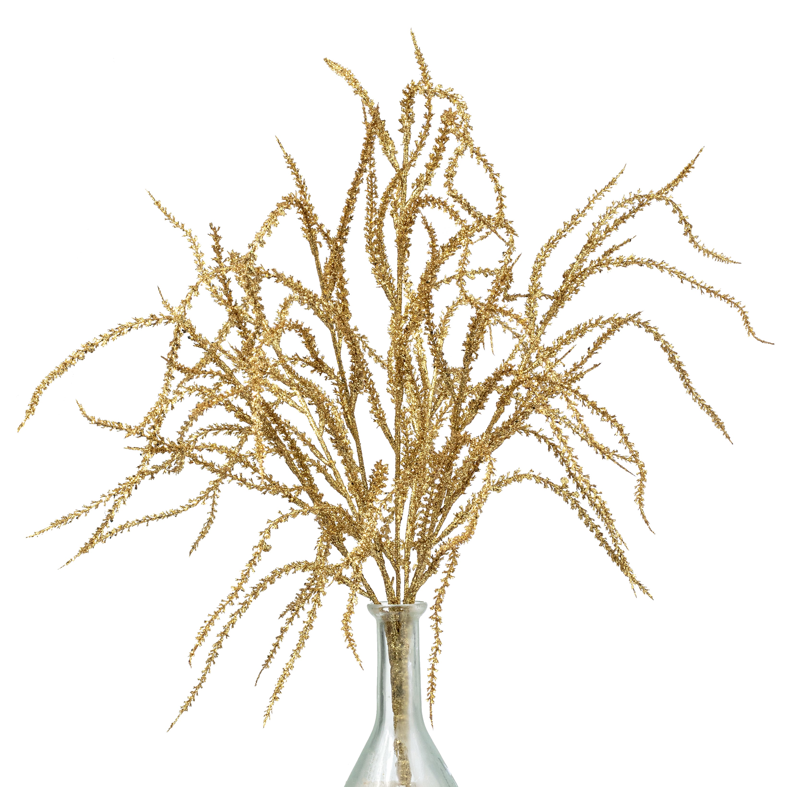 22" Glittered Willow Branches Spray: Gold