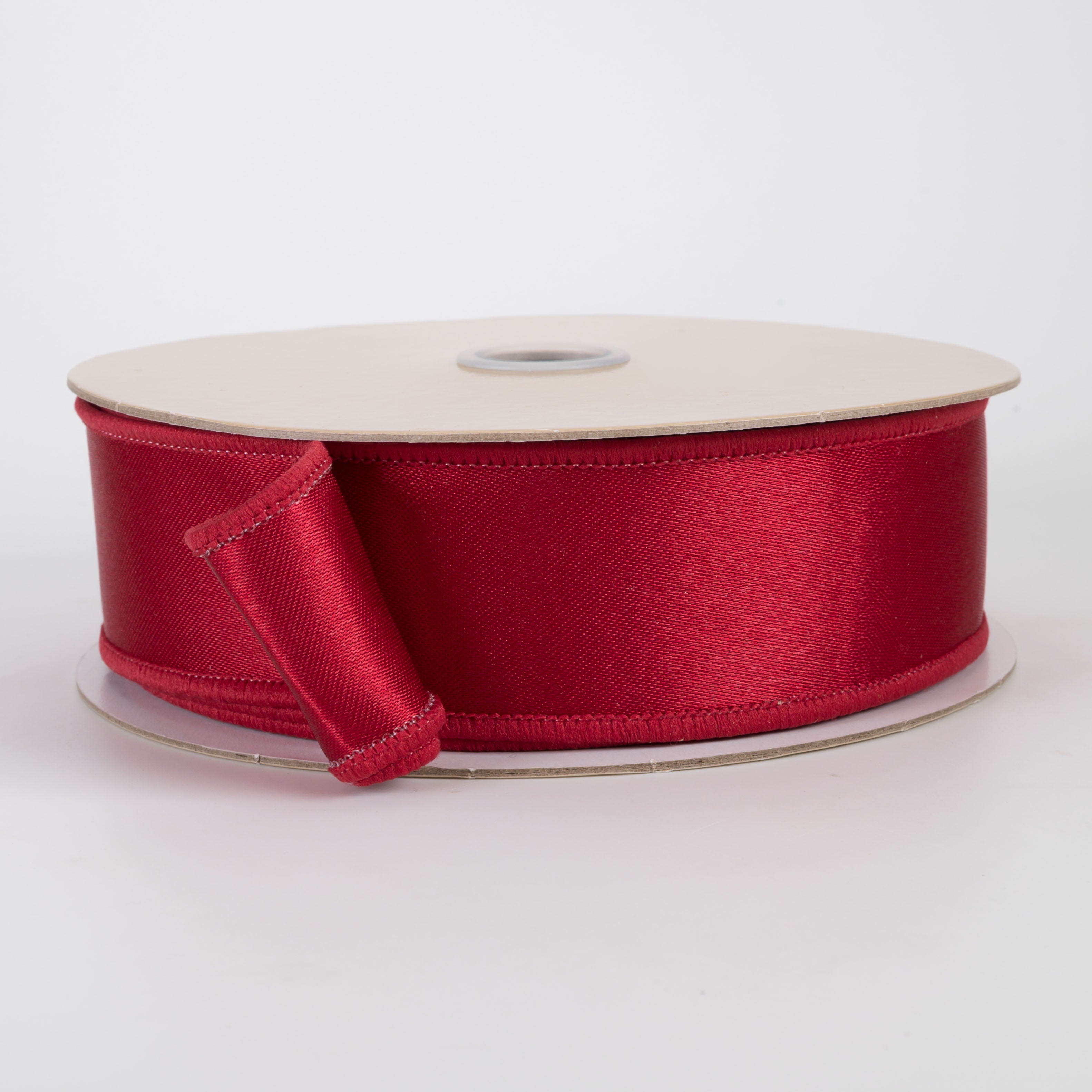 1.5" Double Sided Fused Satin Ribbon: Dark Red (10 Yards)