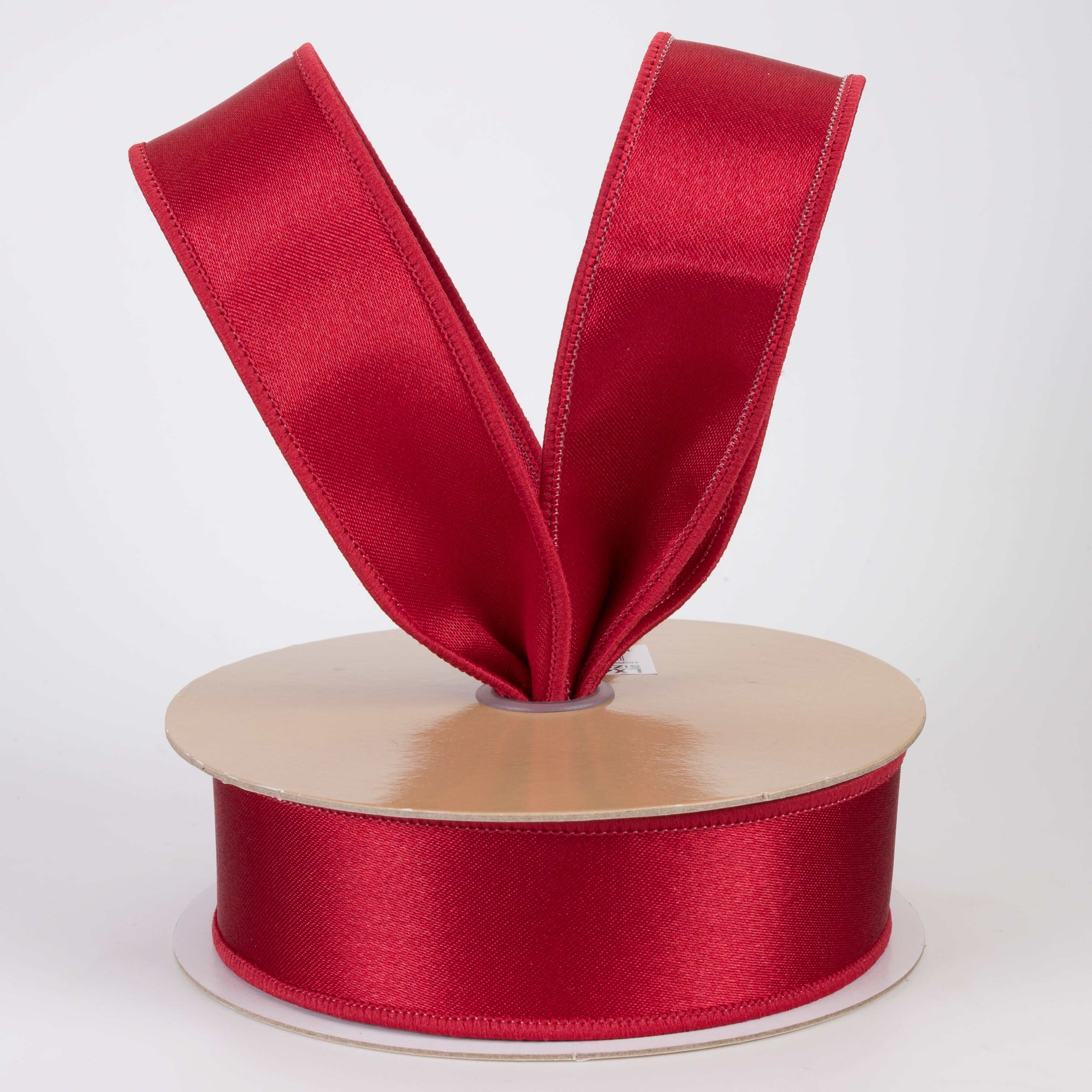 1.5" Double Sided Fused Satin Ribbon: Dark Red (10 Yards)