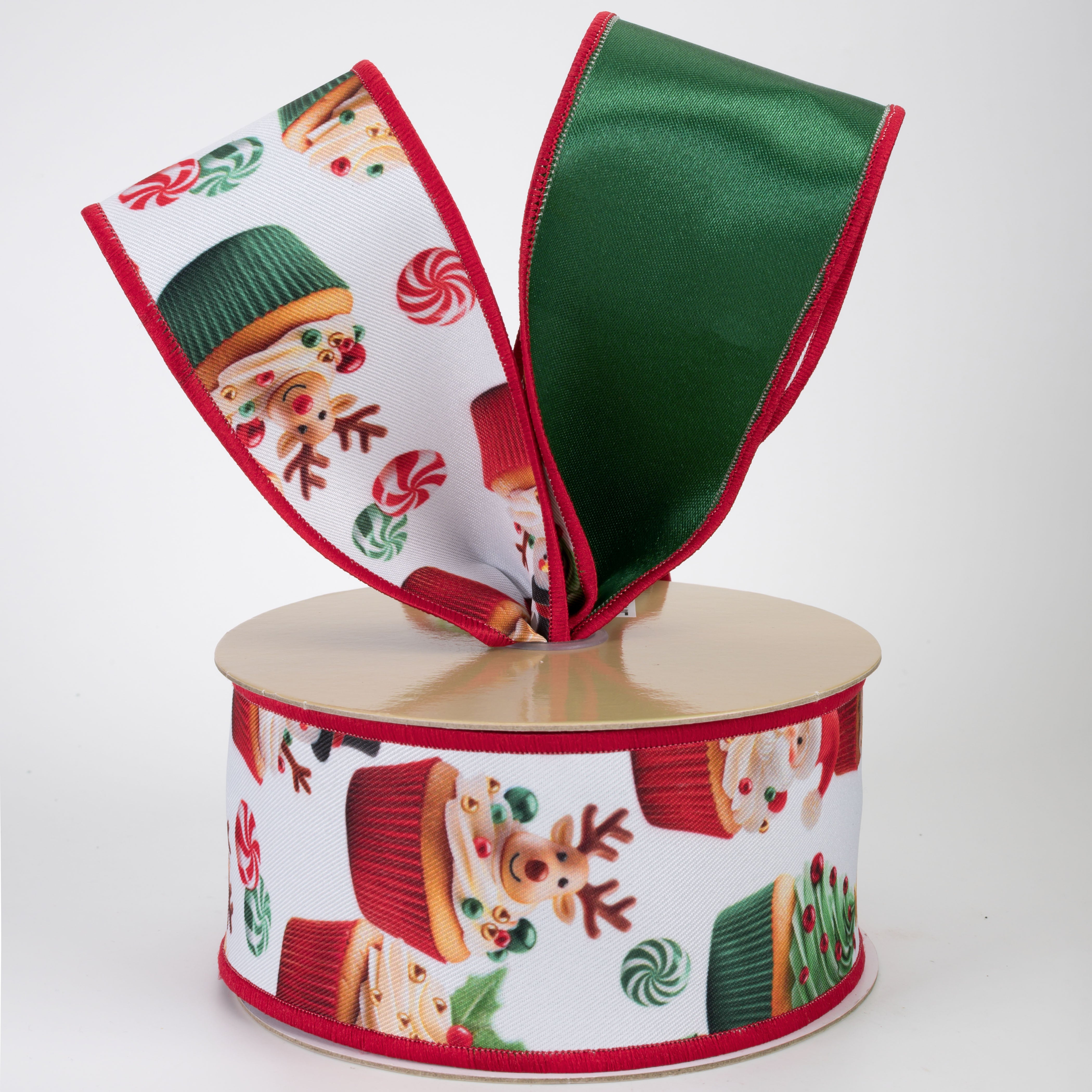 2.5" Double Sided Fused Christmas Cupcakes Ribbon (10 Yards)