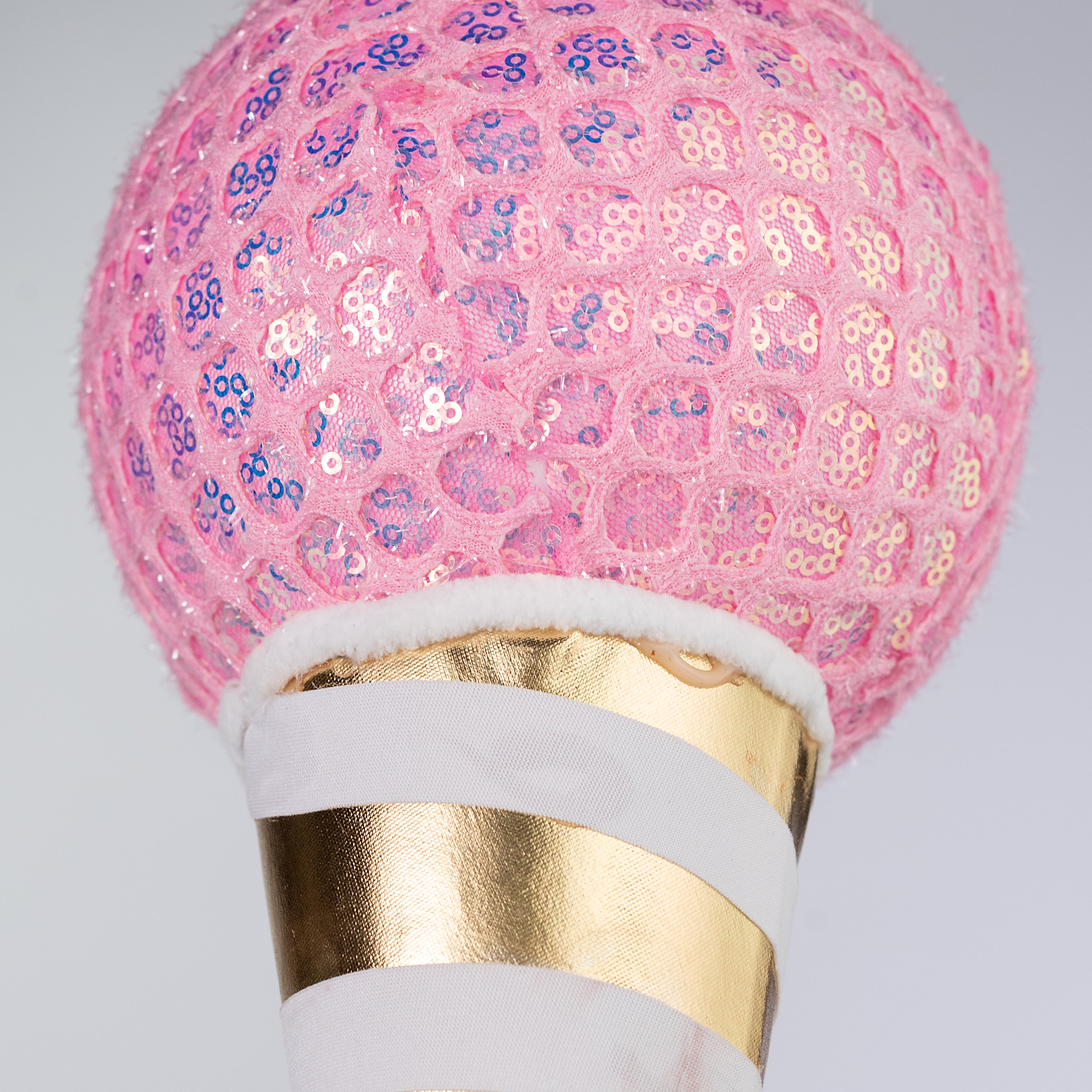 12" Mesh Sequin Ice Cream Cone Ornament: Pink & Gold