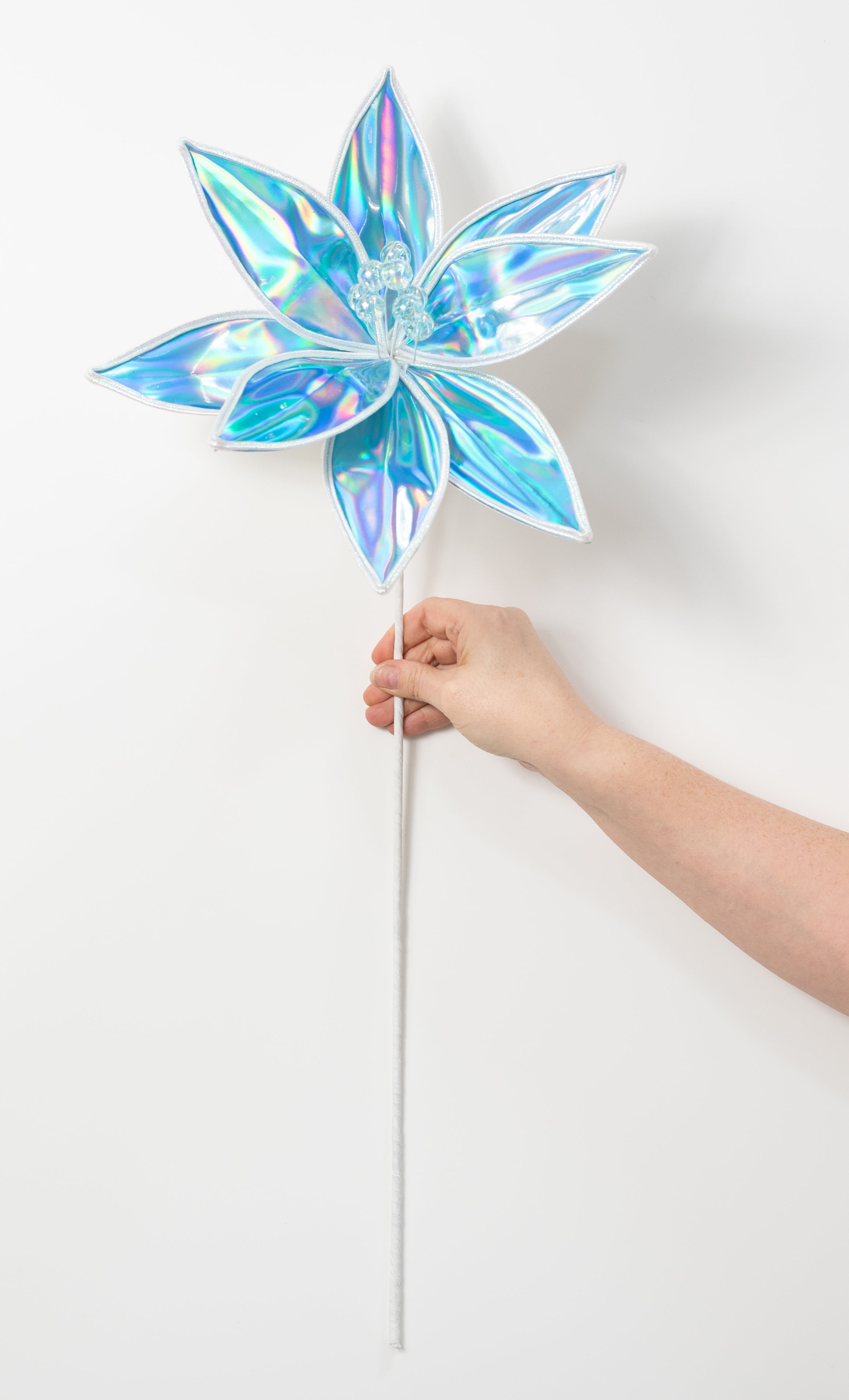 23" Lustrous Iridescent Poinsettia Stem: Blue