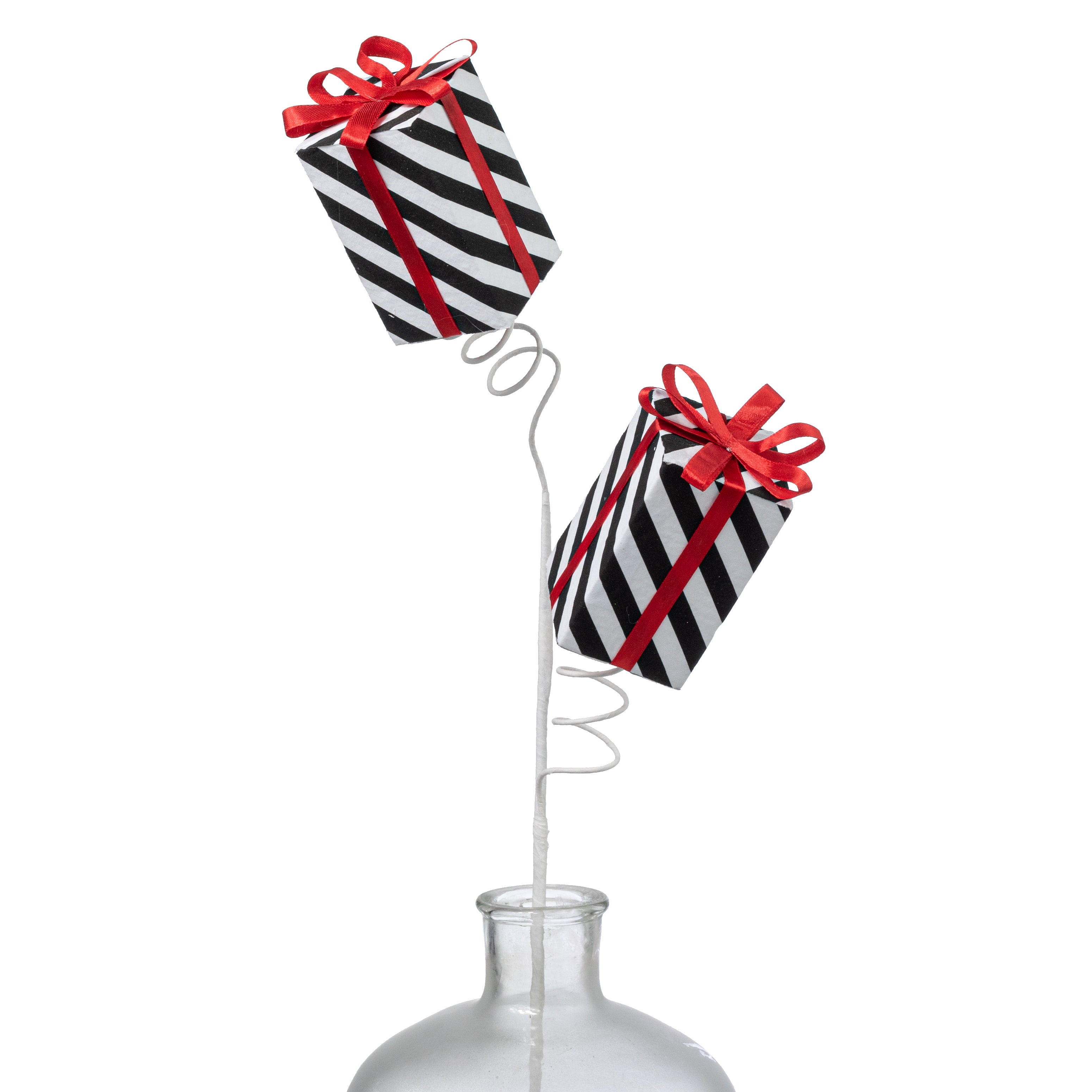 28" Stripe Gift Box Spray: Black & White