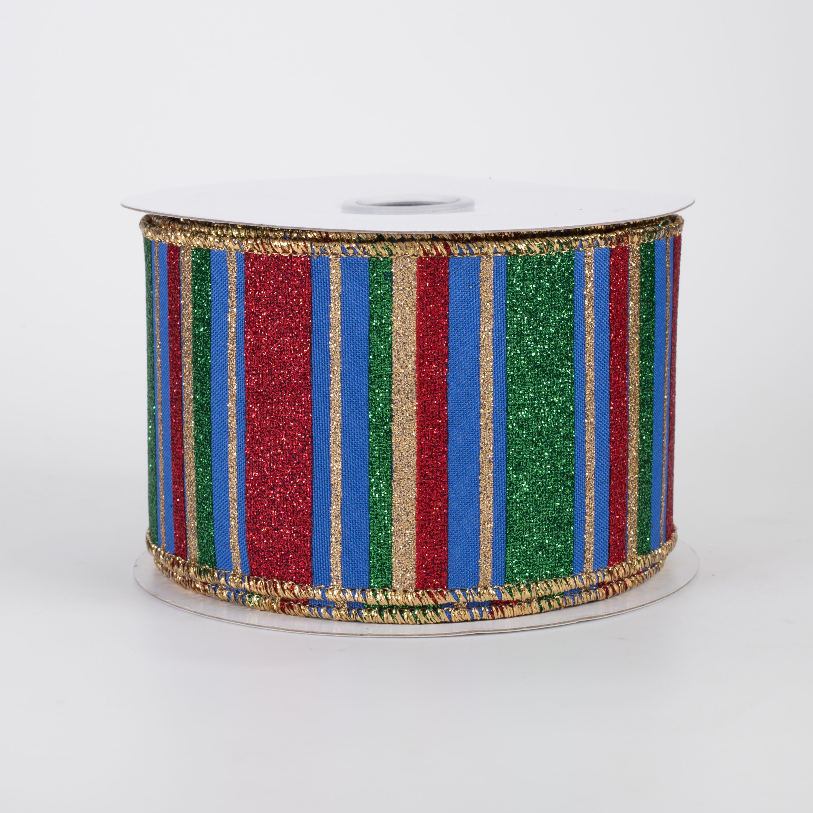 2.5" Multi Glitter Stripes Ribbon: Traditional Nutcracker (10 Yards)