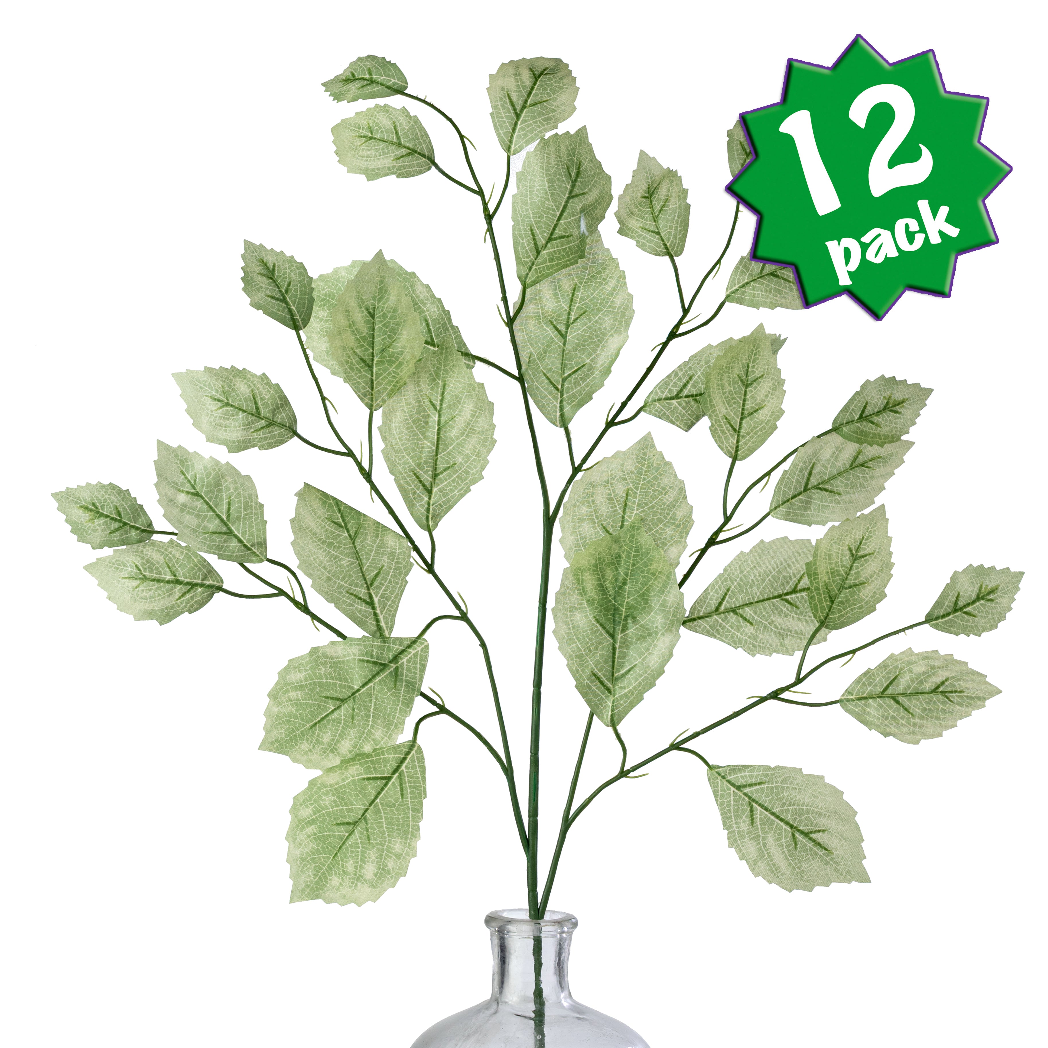 28" Rose Leaf Sprays: Sage Green (12)