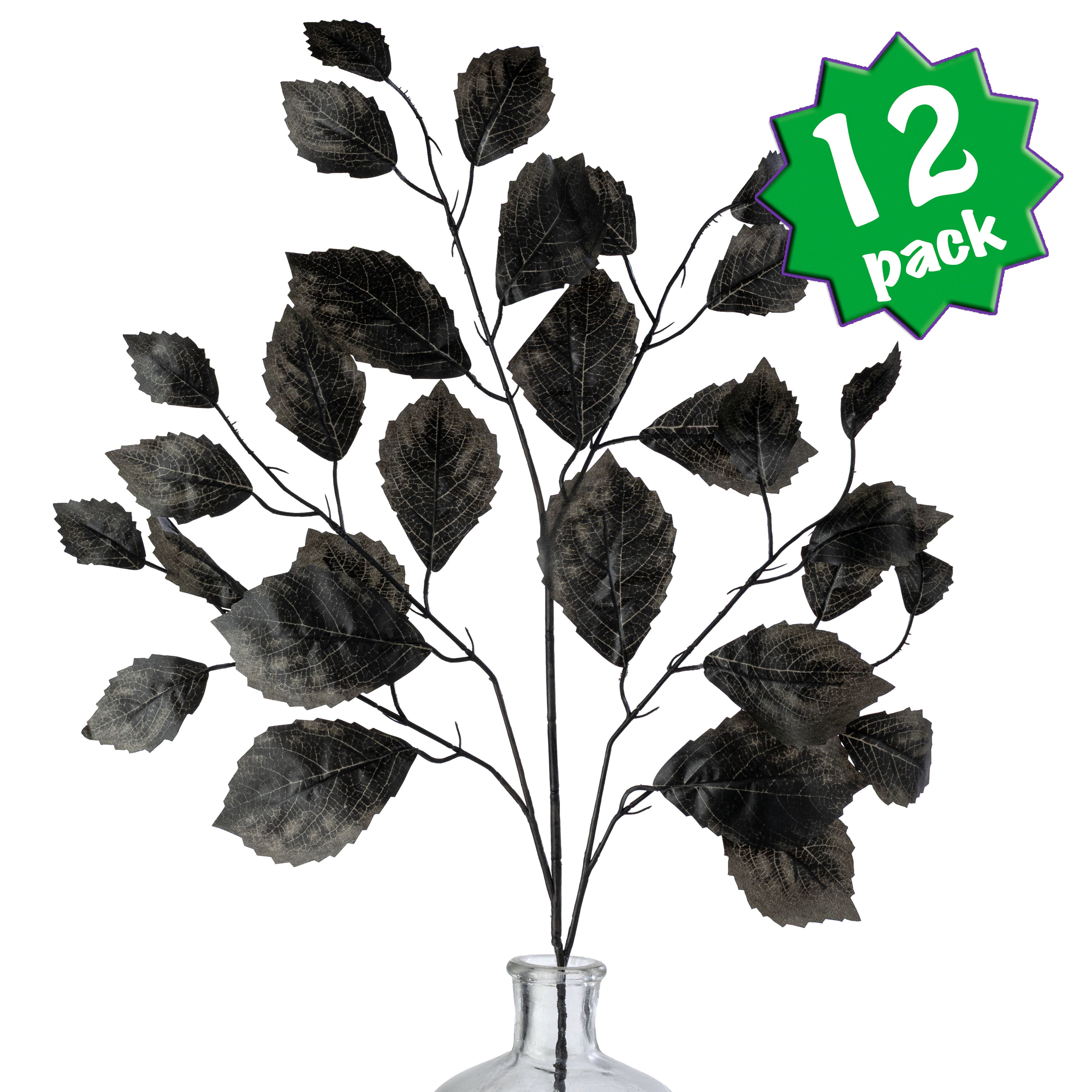28" Rose Leaf Sprays: Black (12)
