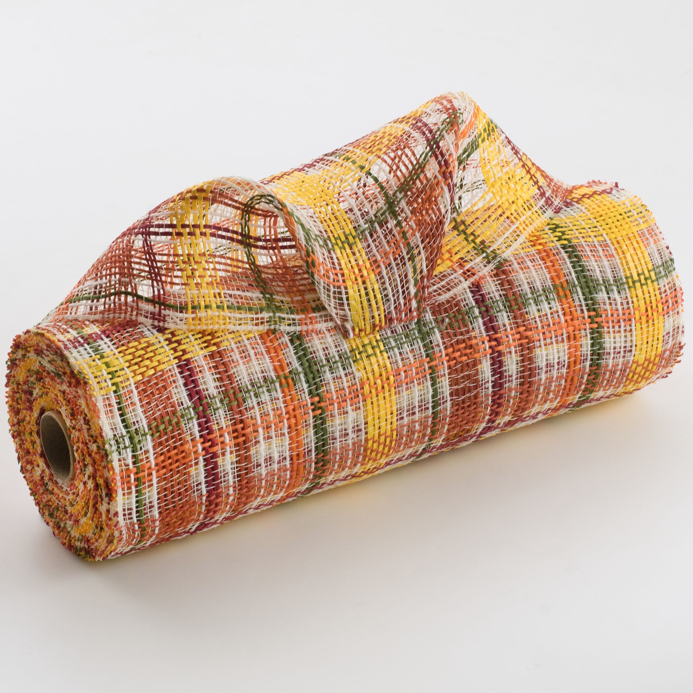 10" Fabric Plaid Mesh: Rust & Moss Fall