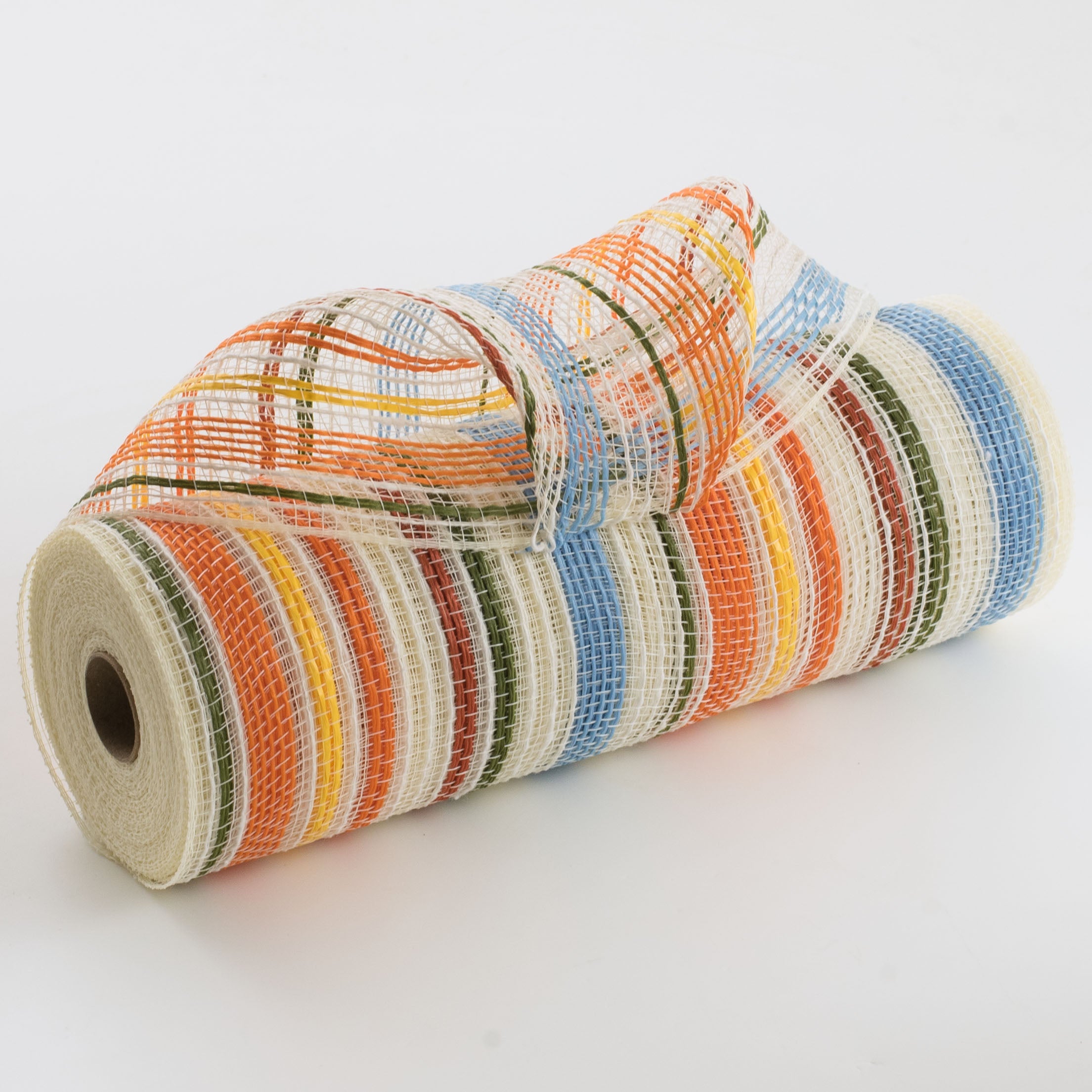 10" Striation Stripes Fabric Mesh: Blue & Orange Fall