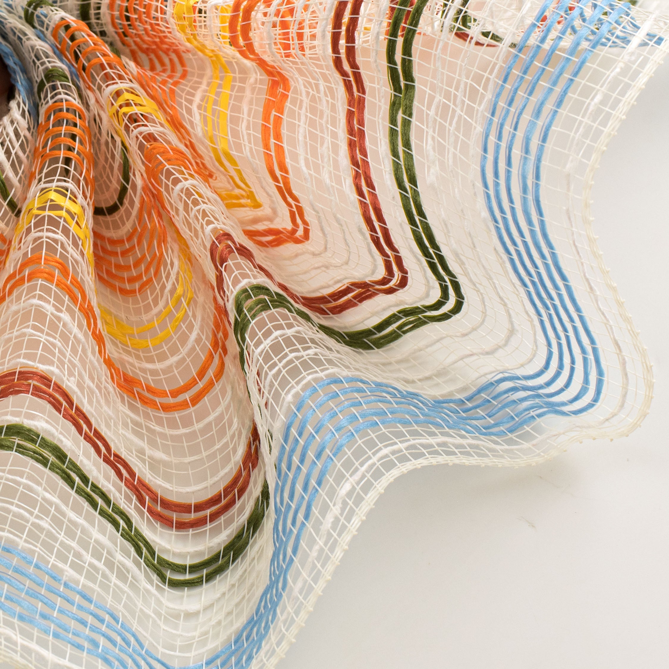 10" Striation Stripes Fabric Mesh: Blue & Orange Fall