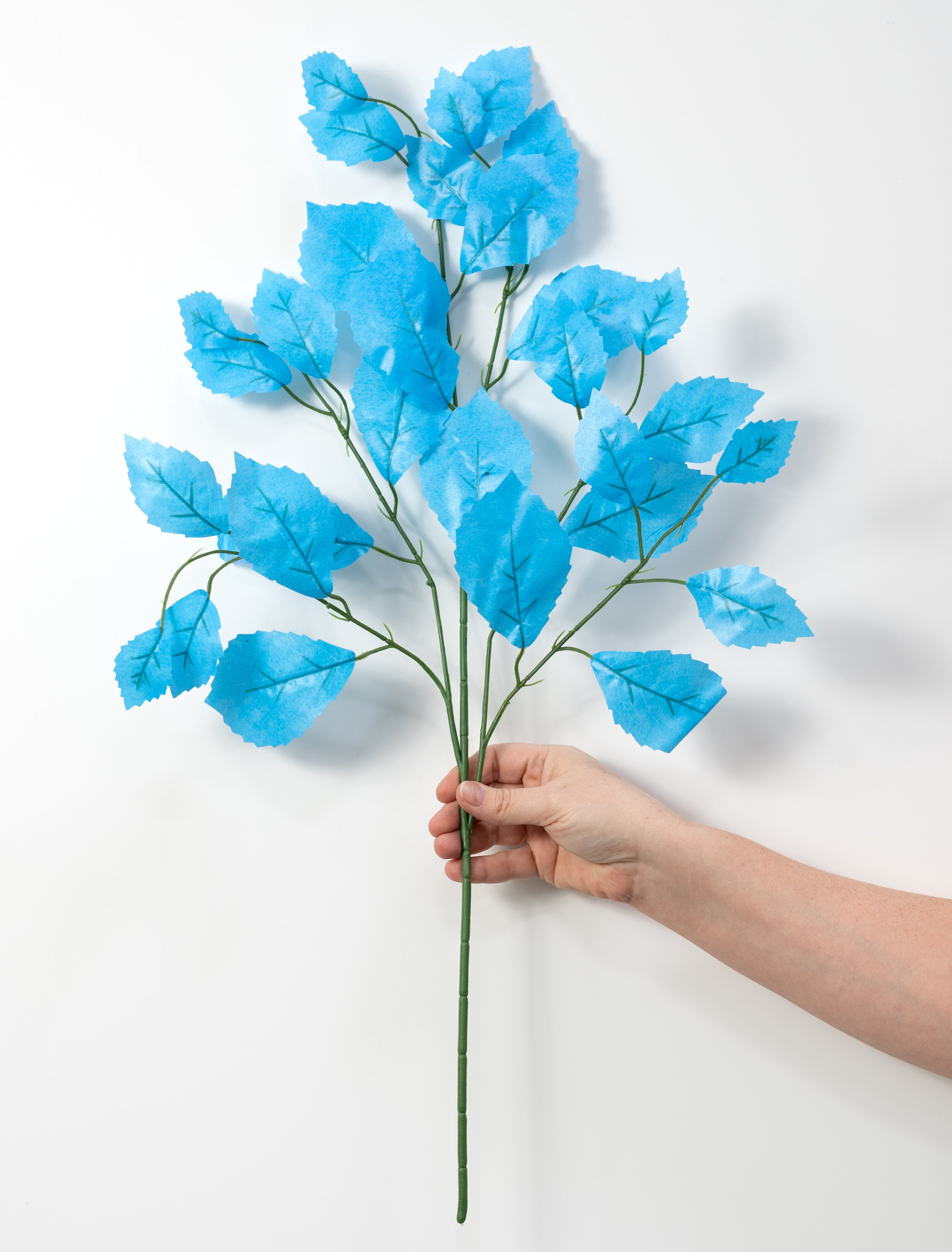 28" Rose Leaf Sprays: Sky Blue (12)