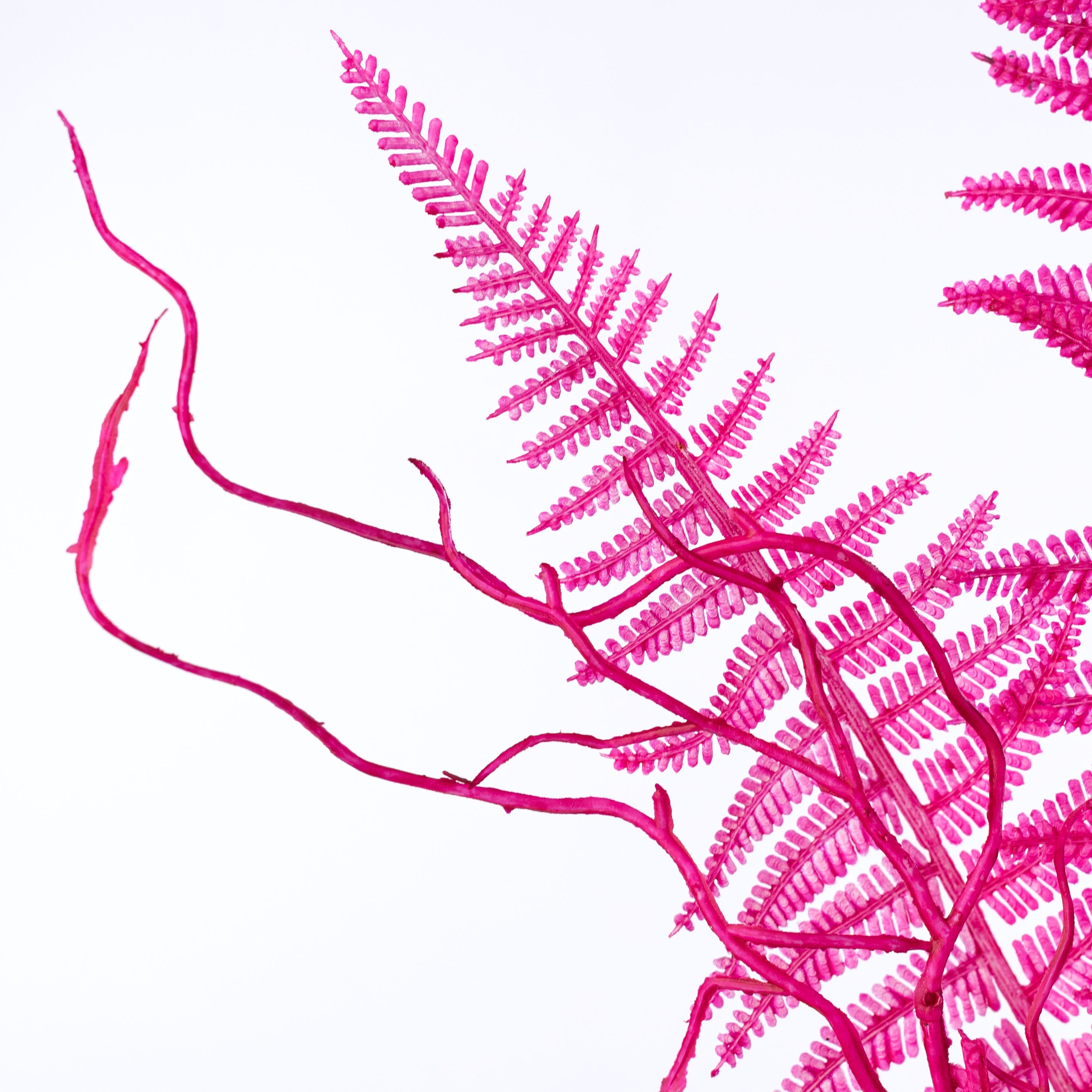 20" Plastic Fern Fronds Spray: Neon Hot Pink