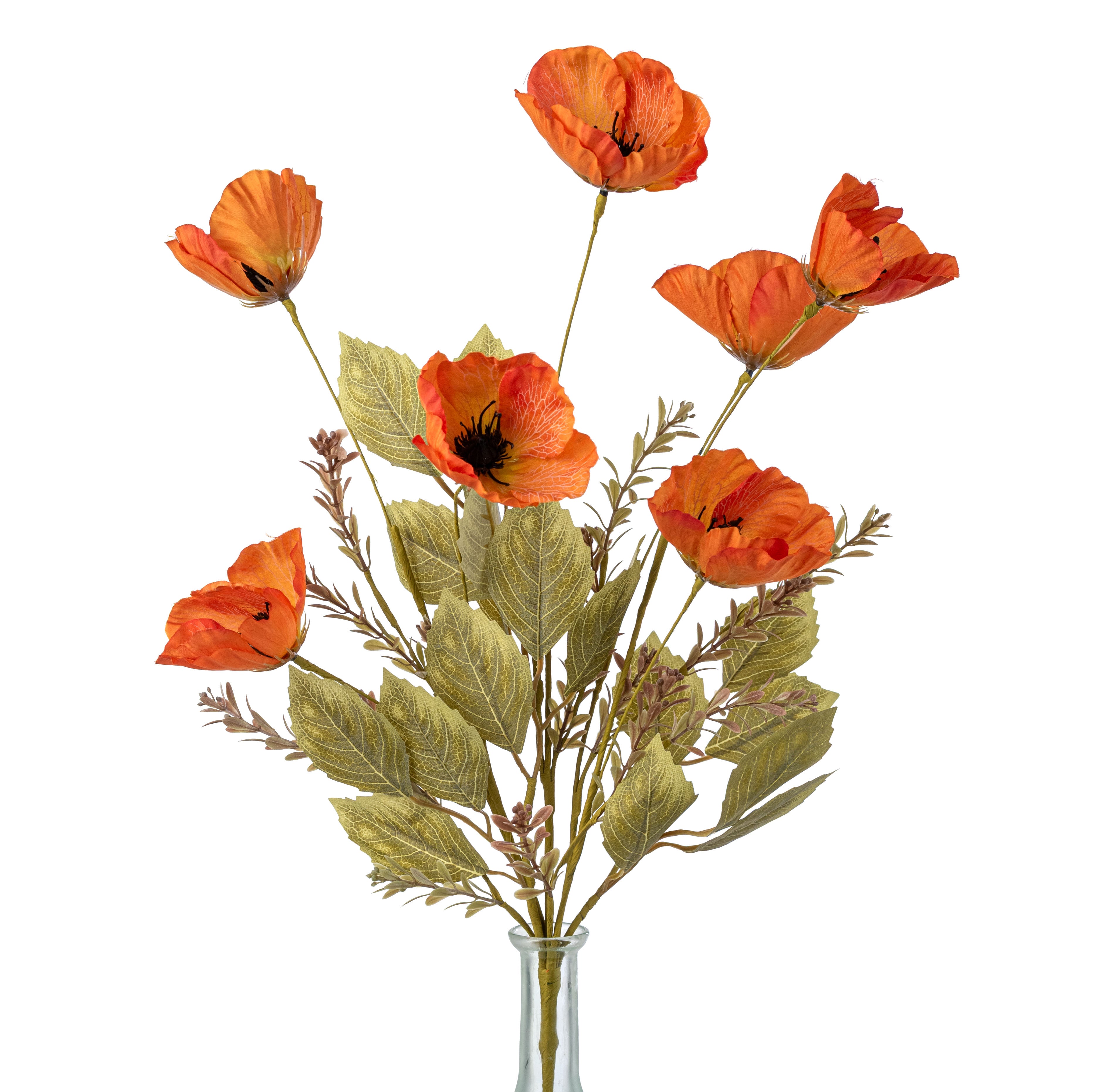 20" Mixed Fall Poppy Bush: Orange