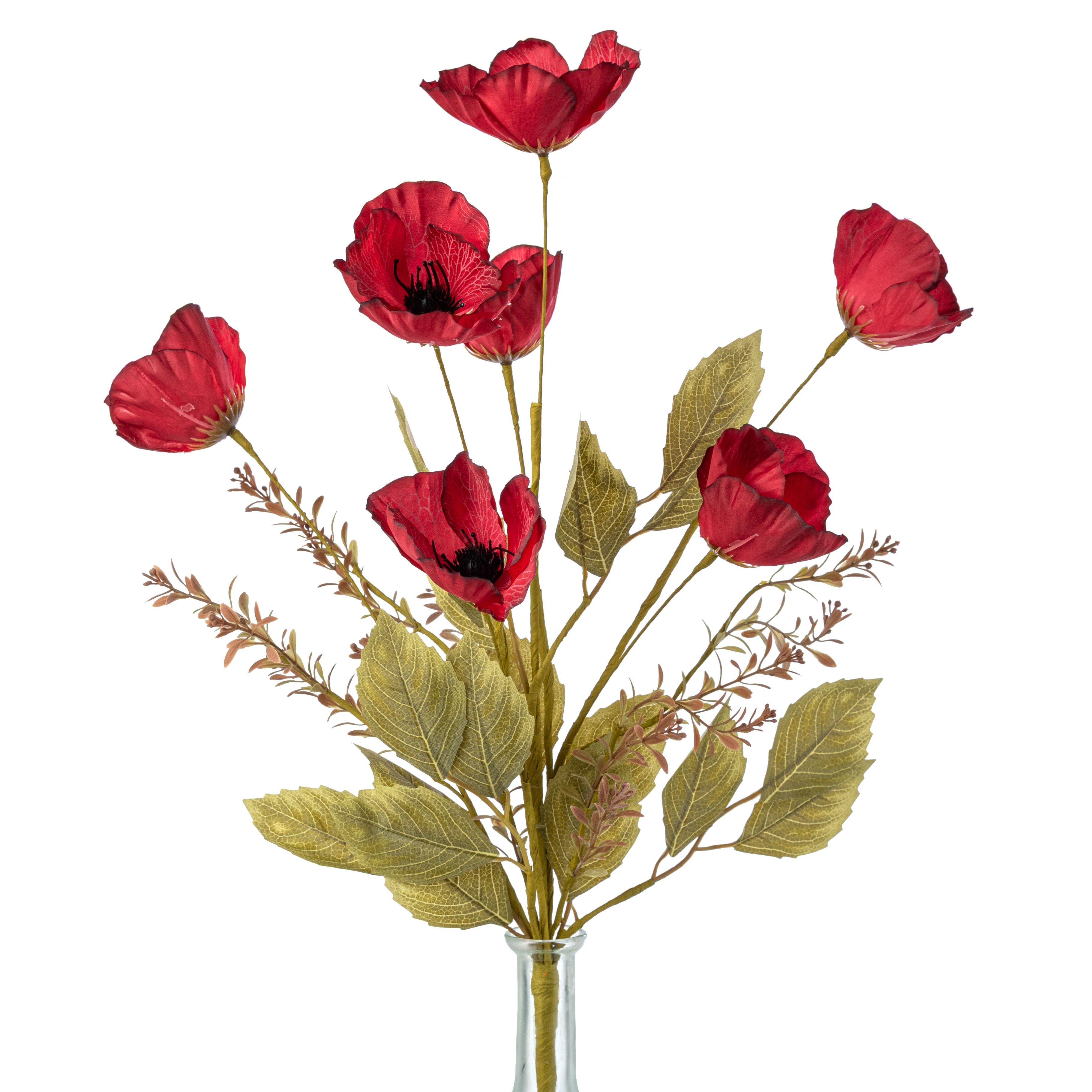 20" Mixed Fall Poppy Bush: Red