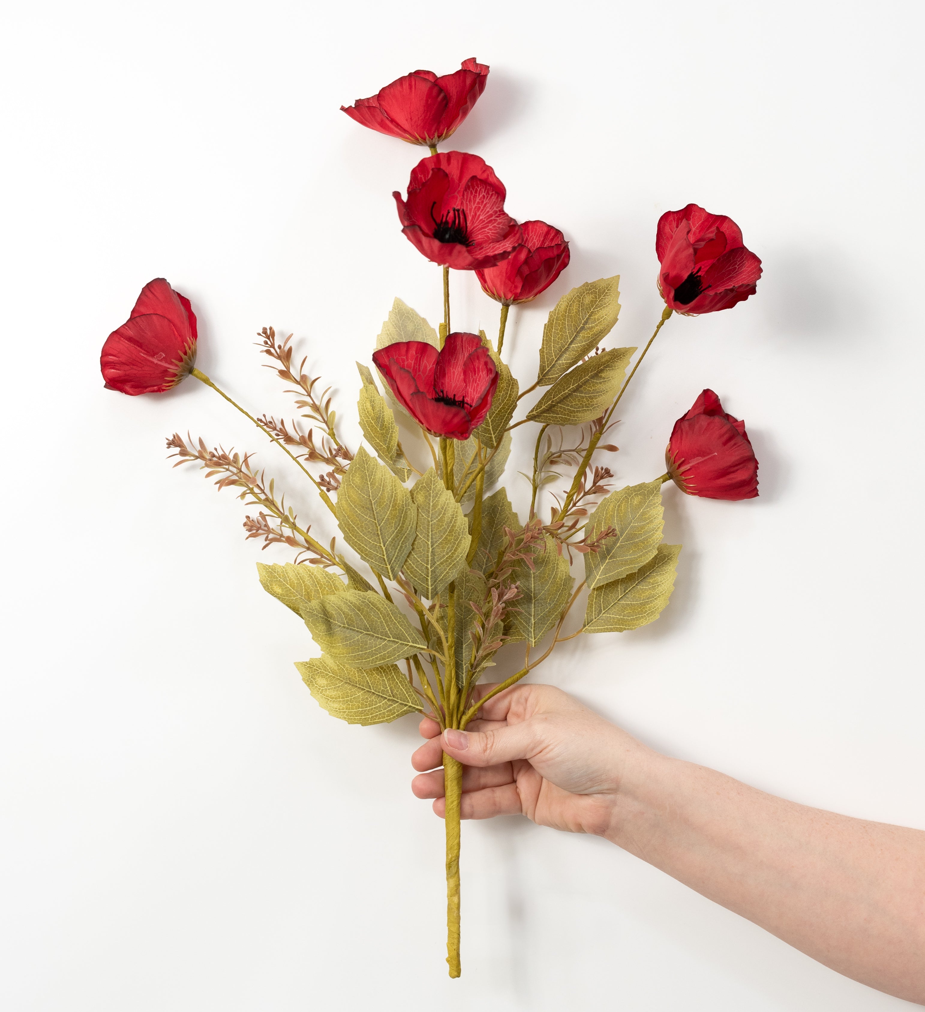 20" Mixed Fall Poppy Bush: Red