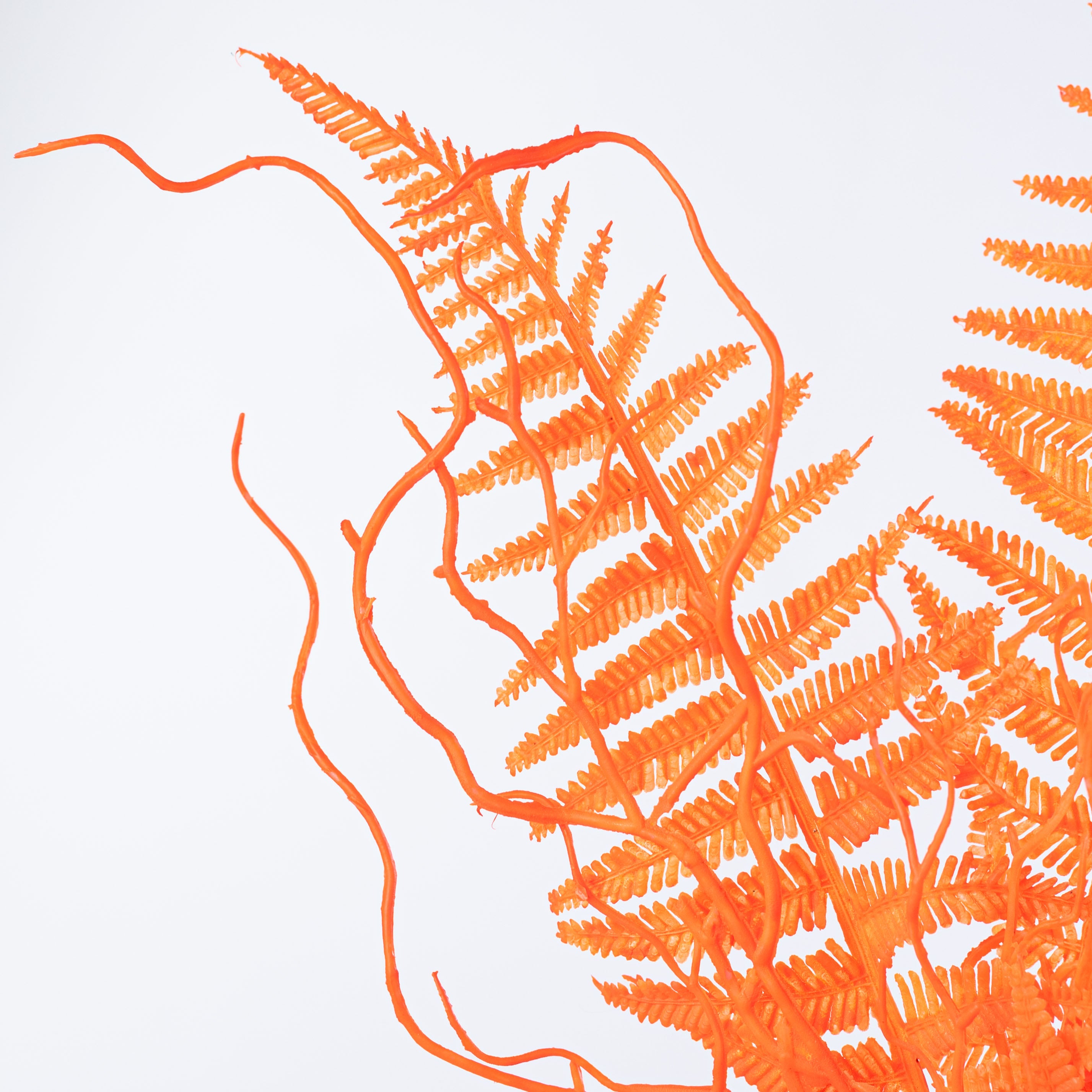 20" Plastic Fern Fronds Spray: Neon Orange