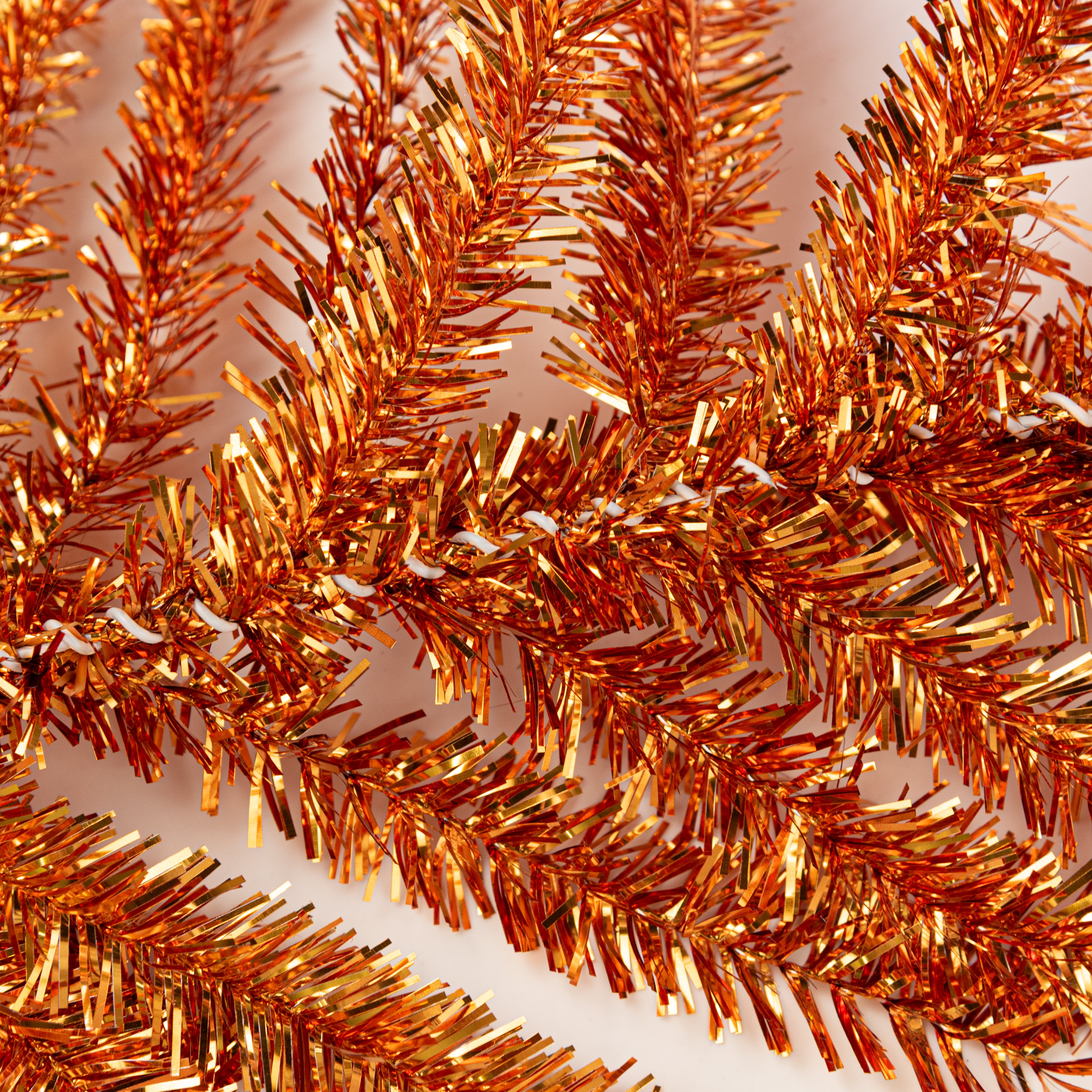 9' PVC Pine Tinsel Garland: Metallic Orange