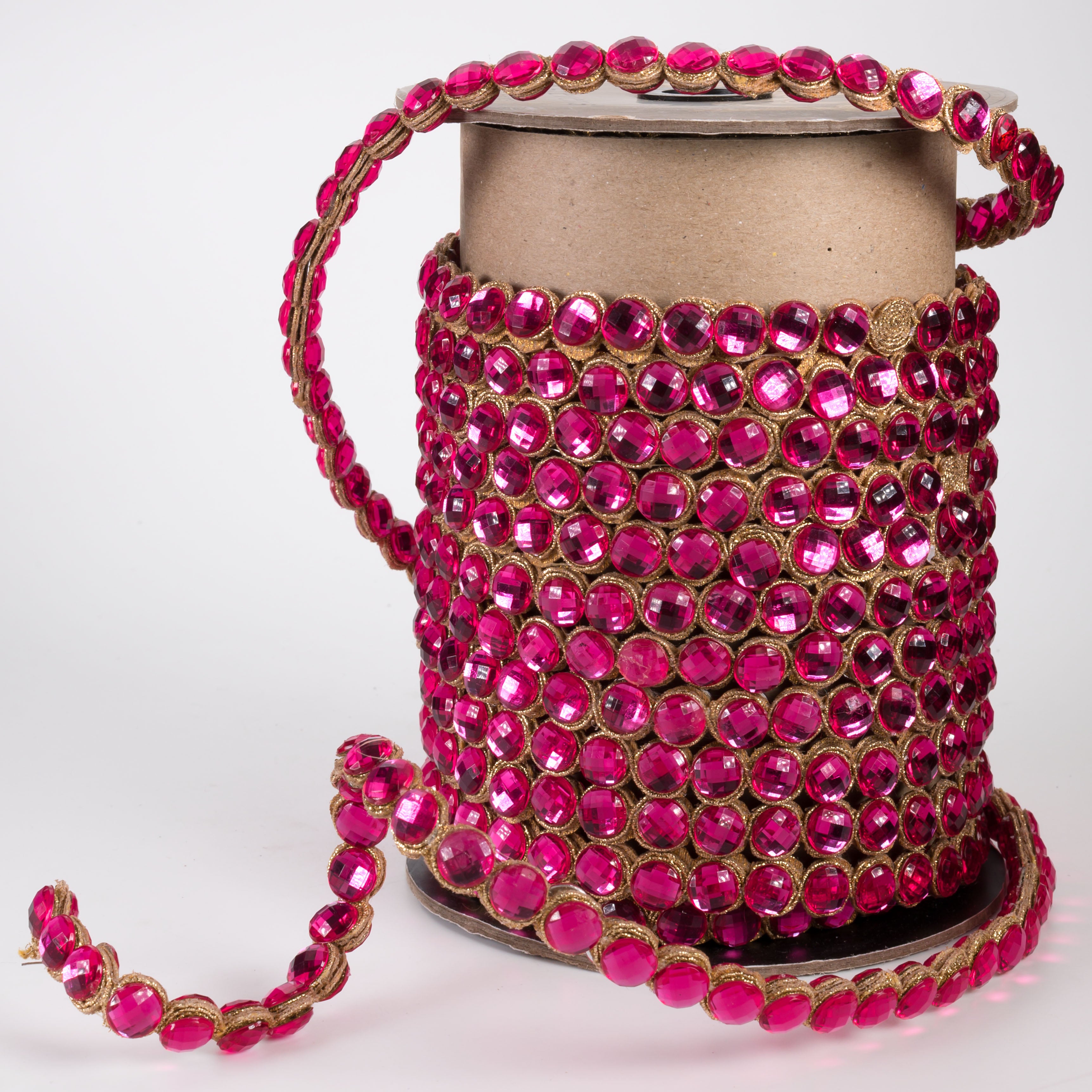 0.5" Double-Sided Crown Jewel Trim Garland: Fuchsia Pink (10 Yards)