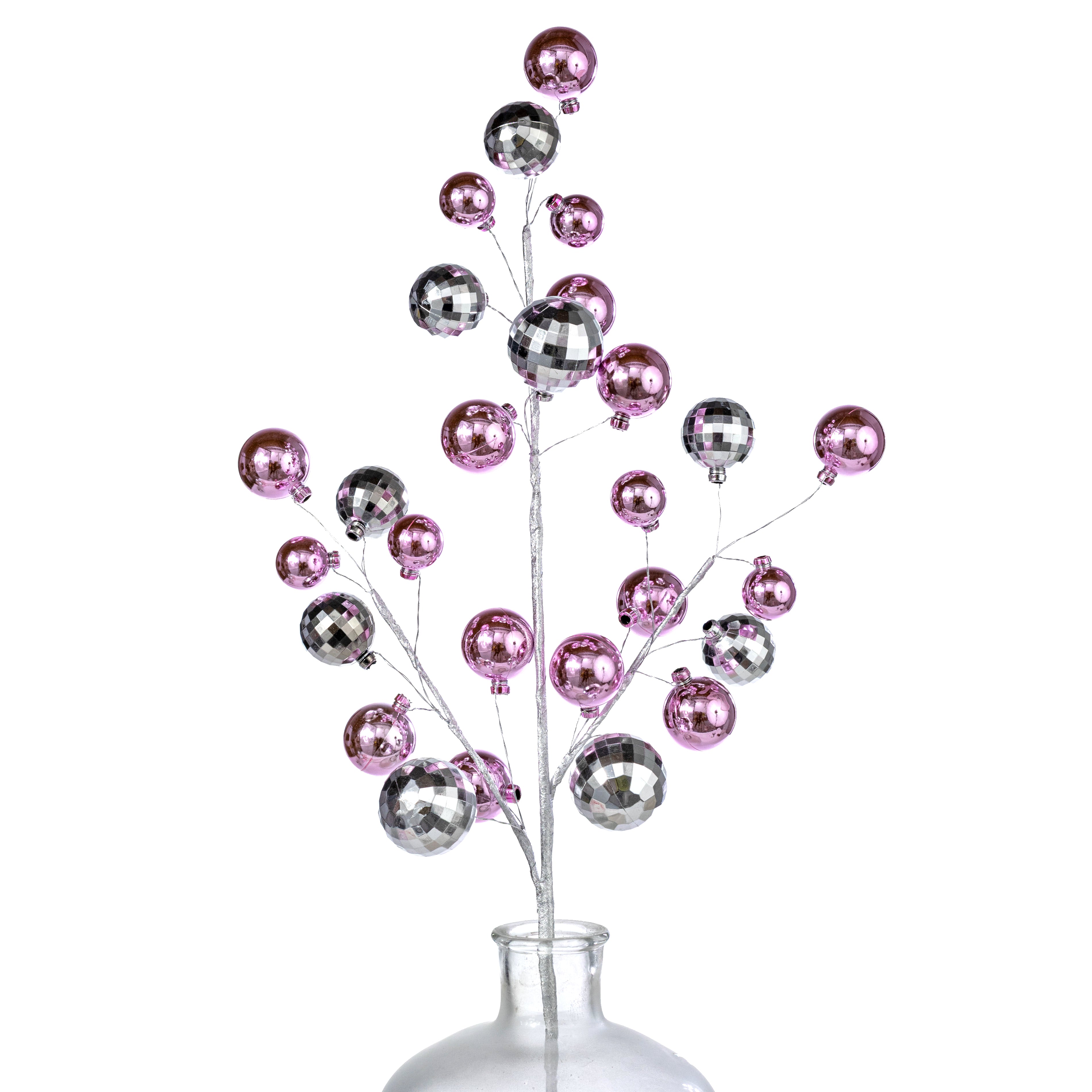 30" Mirror Disco Ball Spray: Pink & Silver