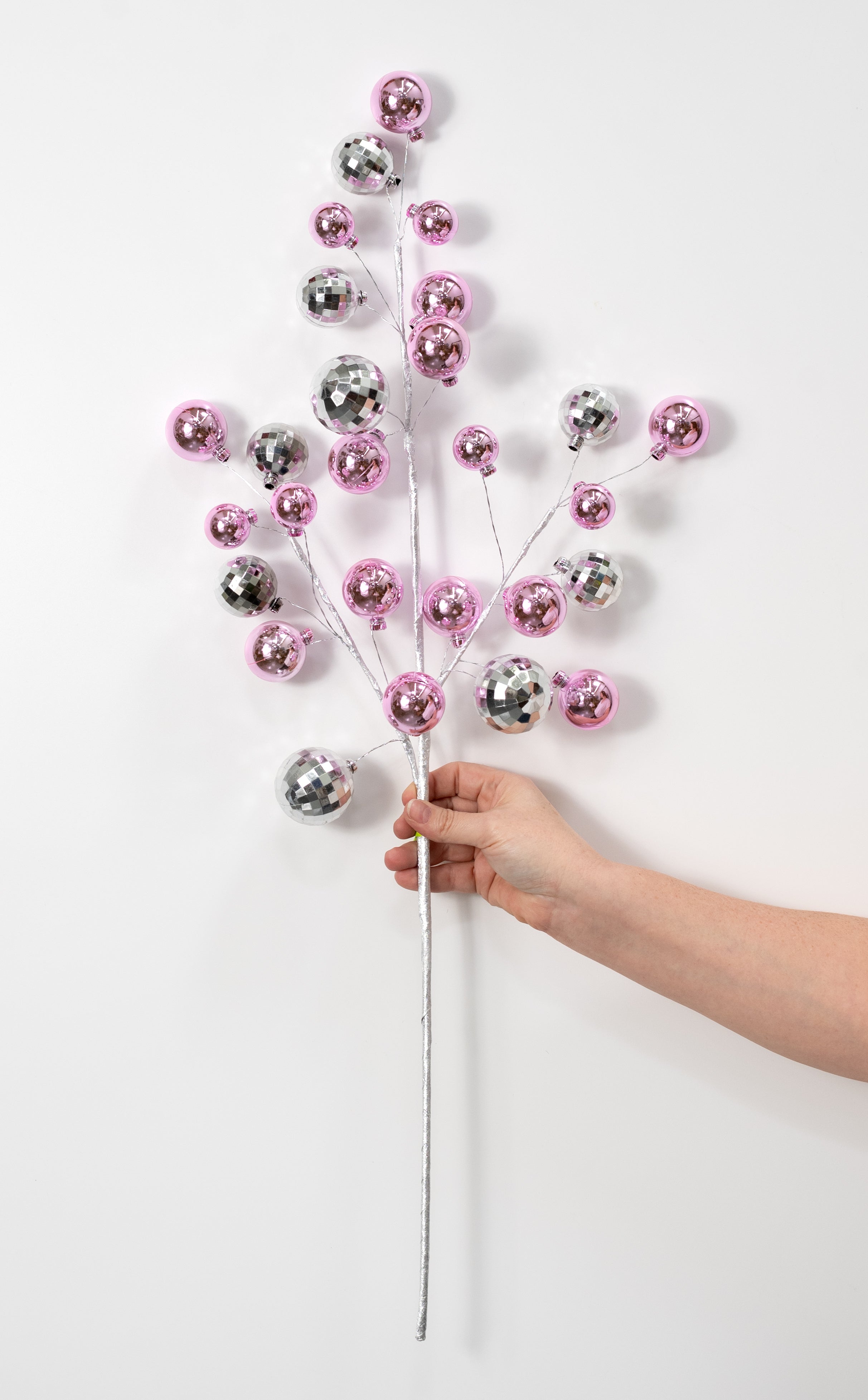 30" Mirror Disco Ball Spray: Pink & Silver