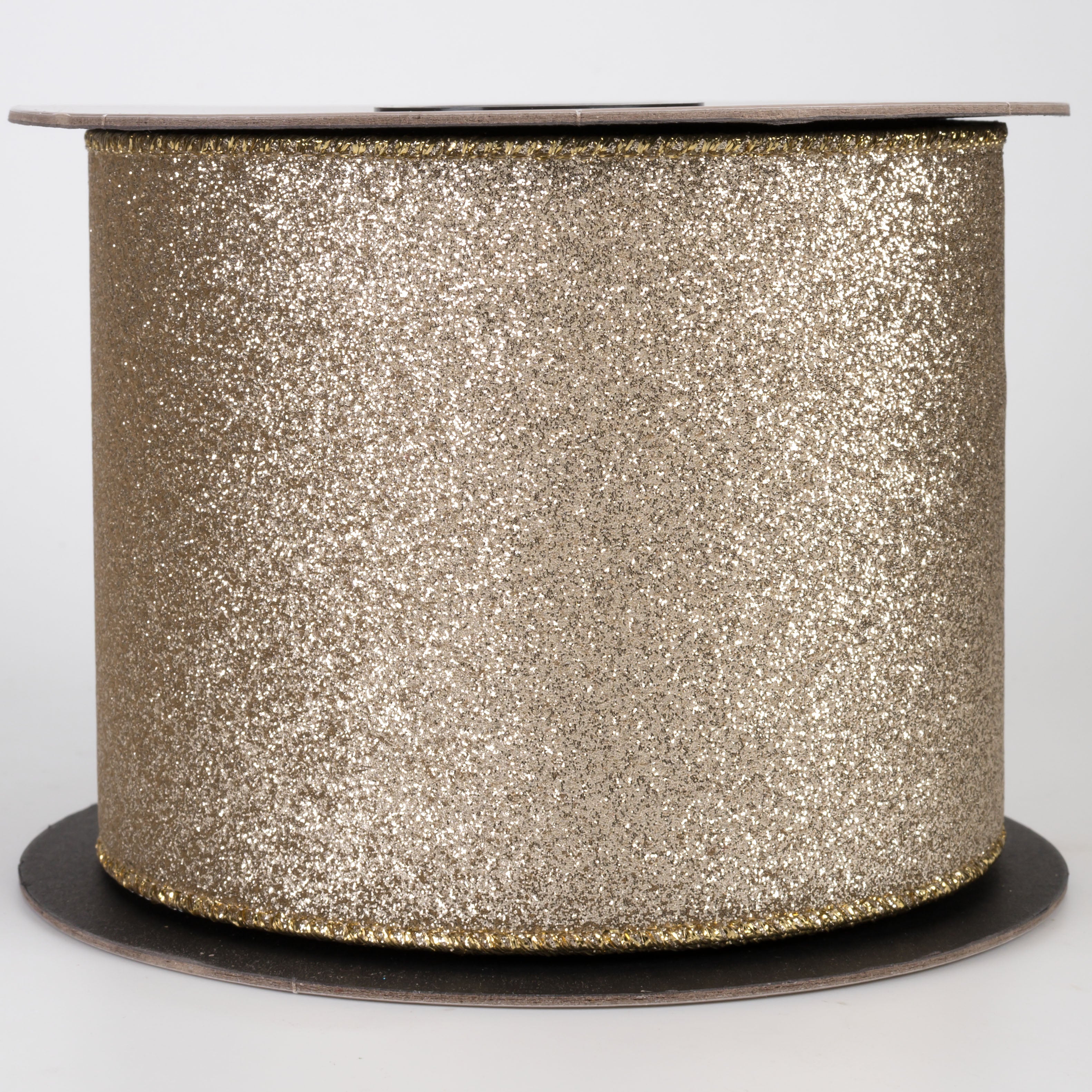 [D Stevens] 4" Non-Shedding Double Sided Glitter Ribbon: Platinum (10 Yards)