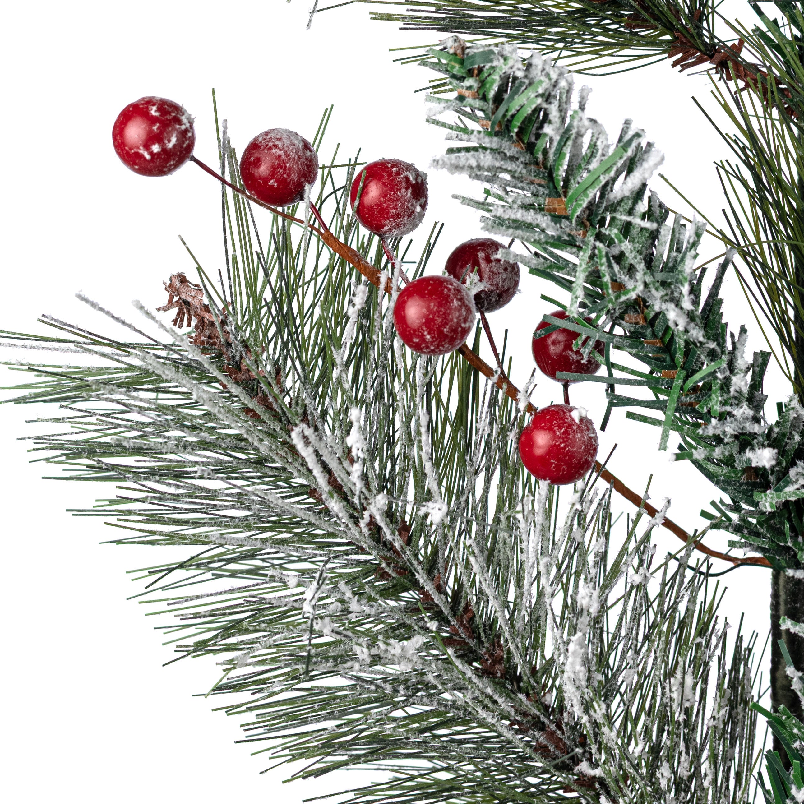 24" Snowy Pine & Berries Spray