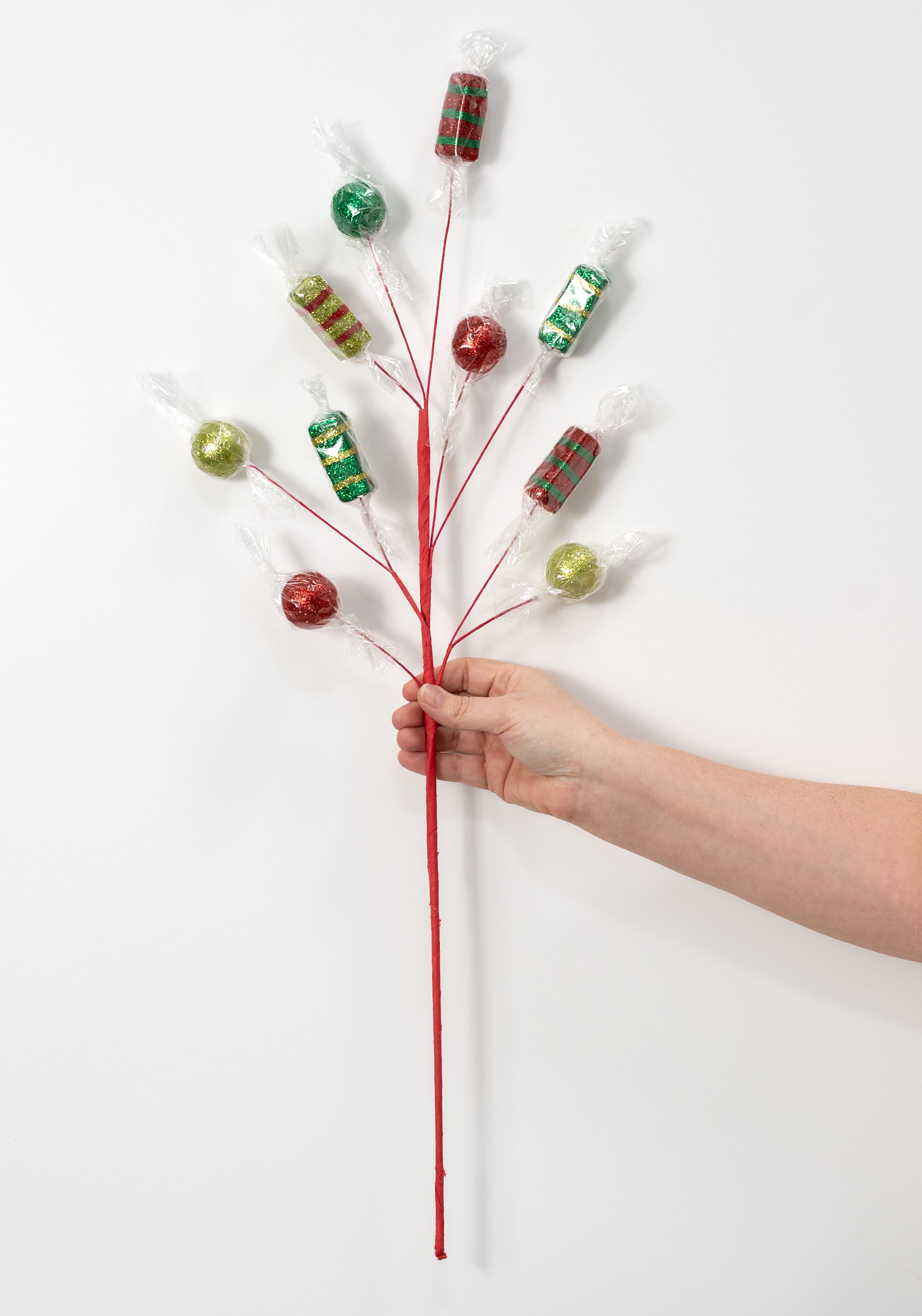 29" Wrapped Candy Spray: Traditional Christmas