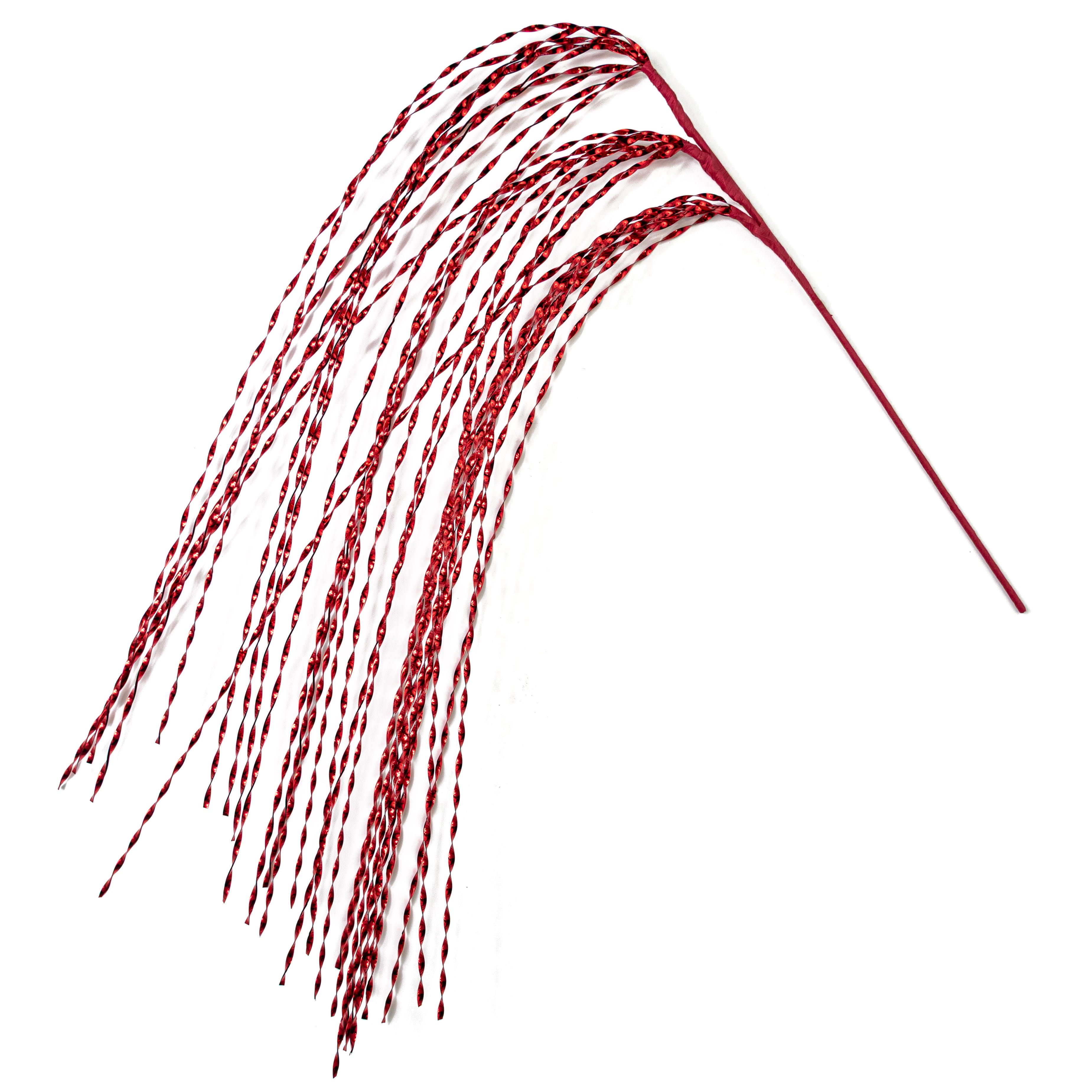 50" Spiraling Hanging Tinsel Spray: Metallic Red