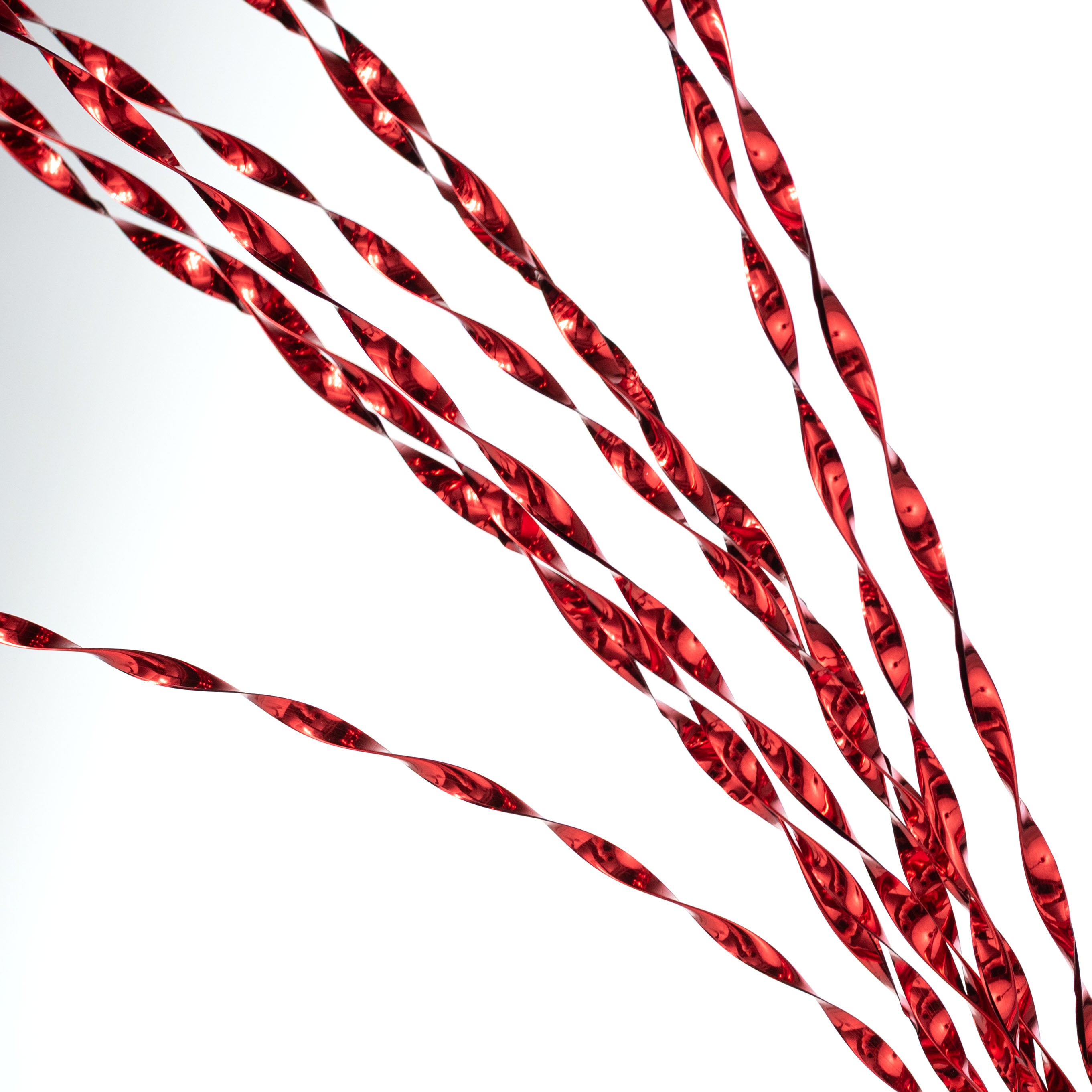 50" Spiraling Hanging Tinsel Spray: Metallic Red