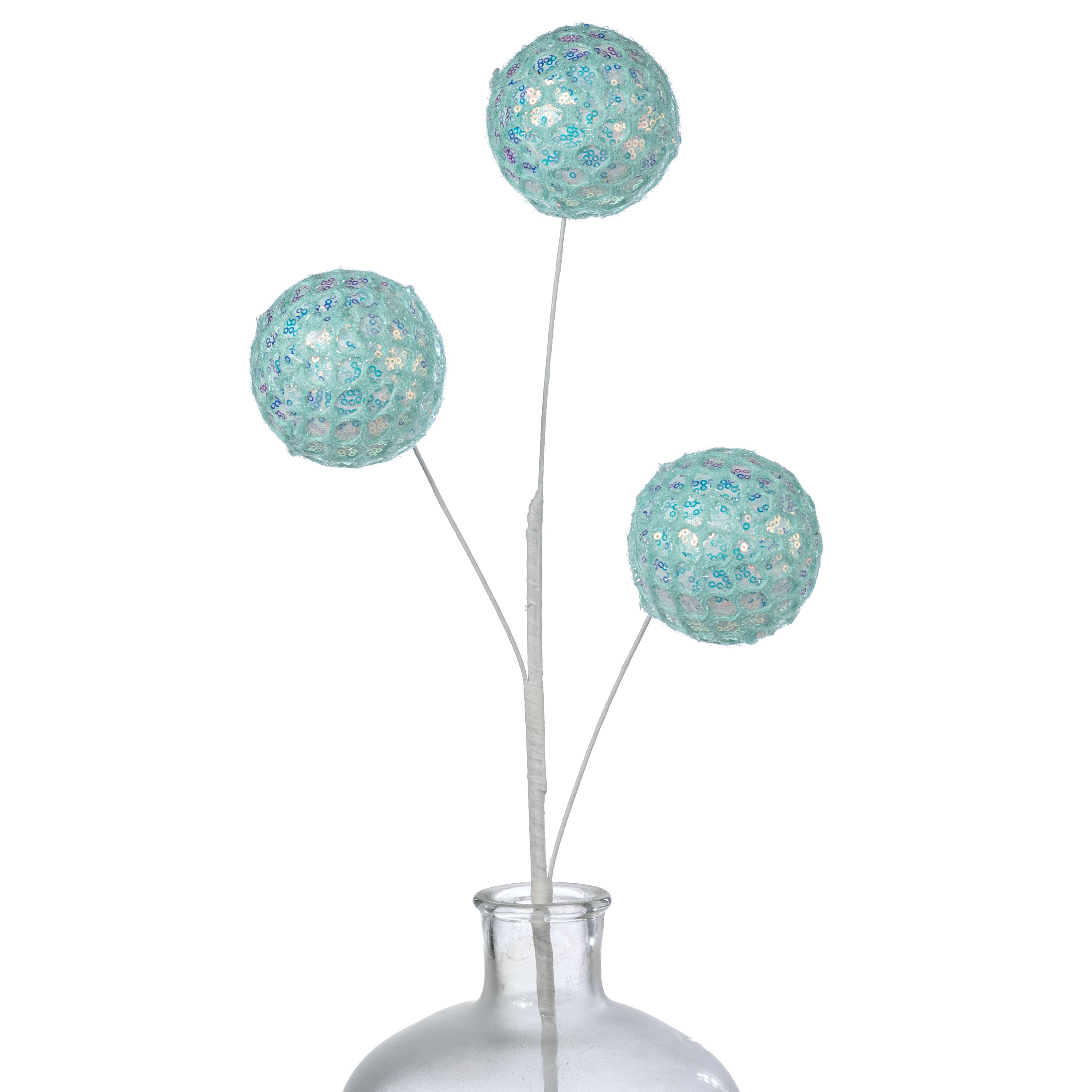 25" Mesh Sequin Ball Spray: Iridescent Mint Blue