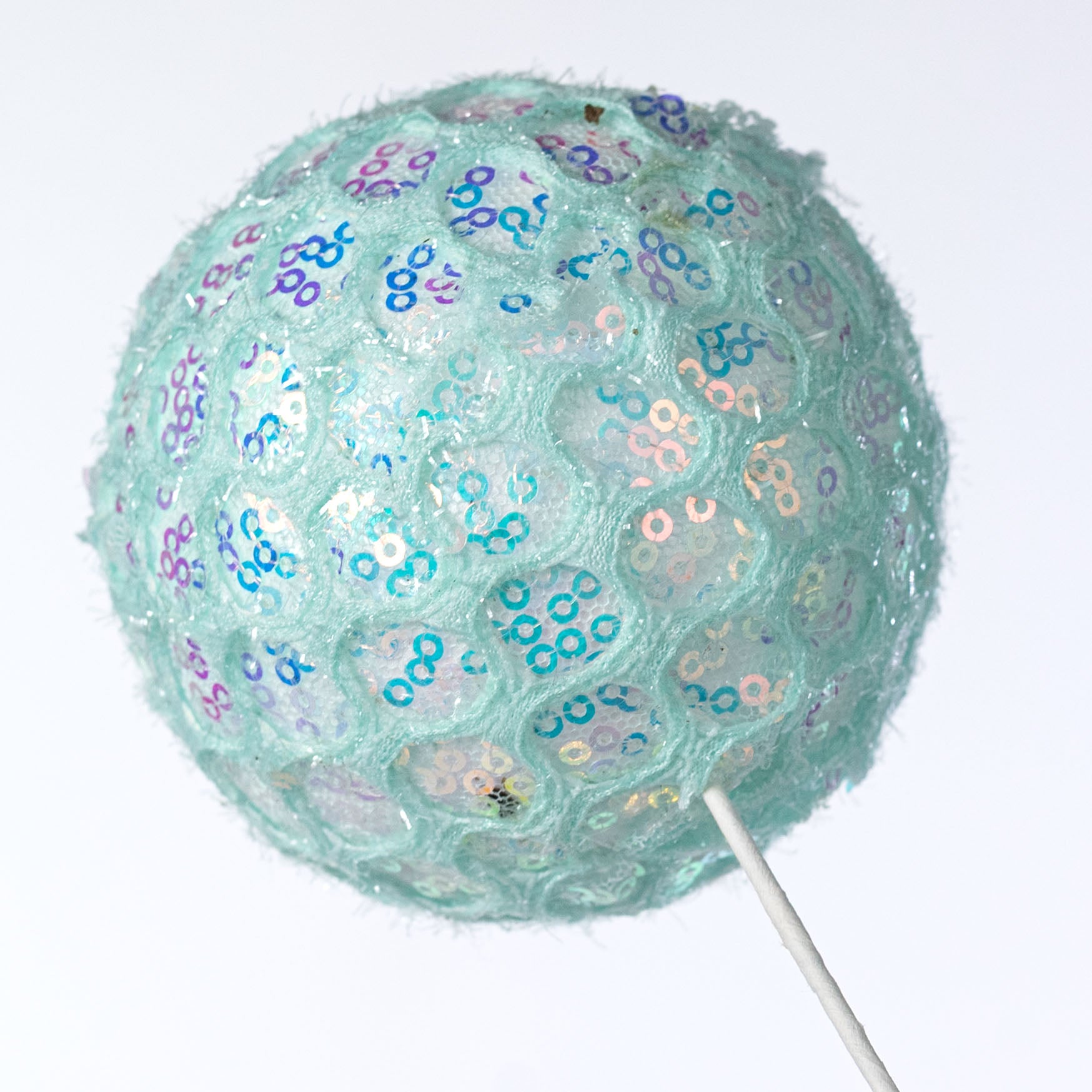 25" Mesh Sequin Ball Spray: Iridescent Mint Blue