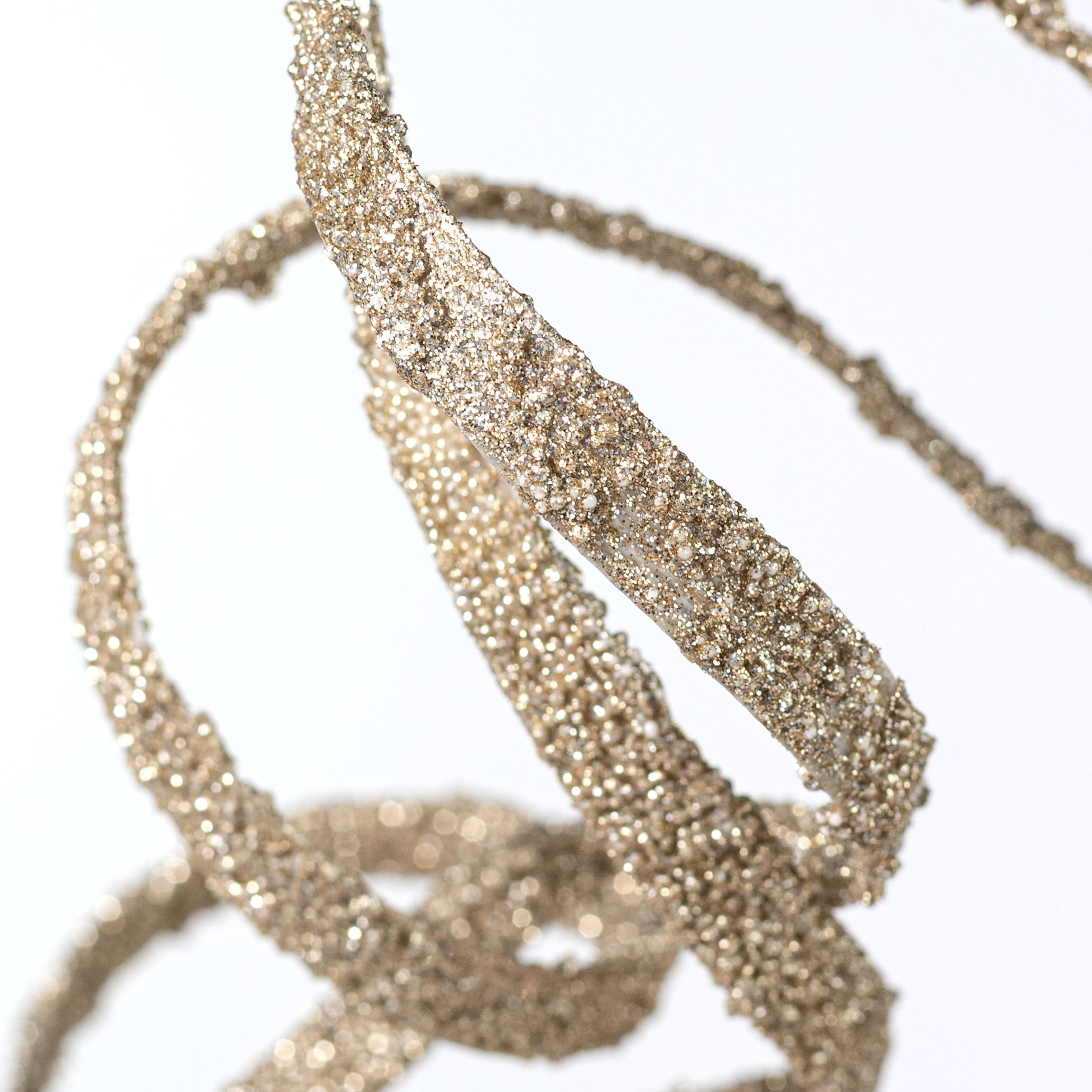41" Curly Glitter Ribbon Spray: Champagne Gold