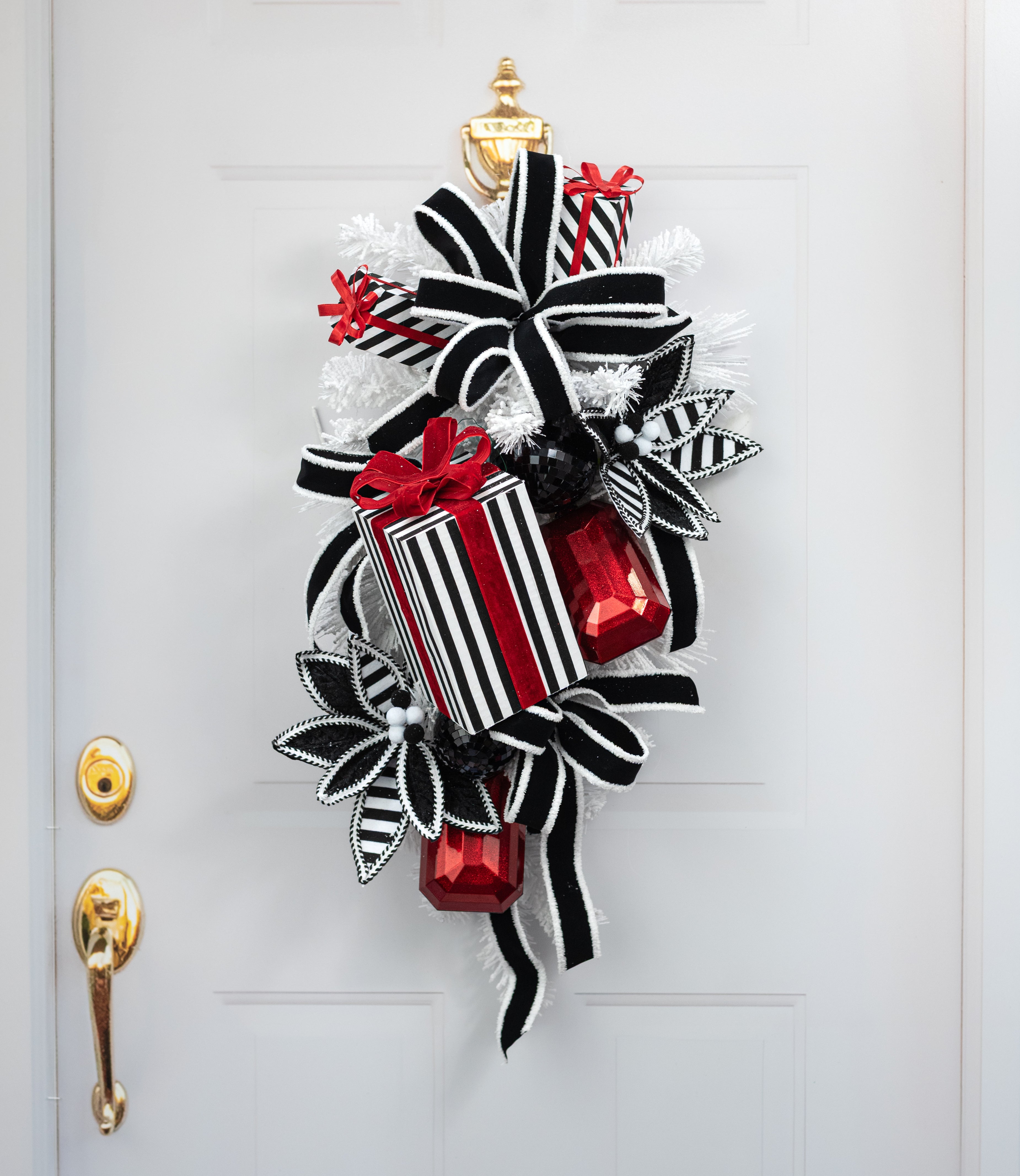 10" Stripe Gift Box Decoration: Black & White