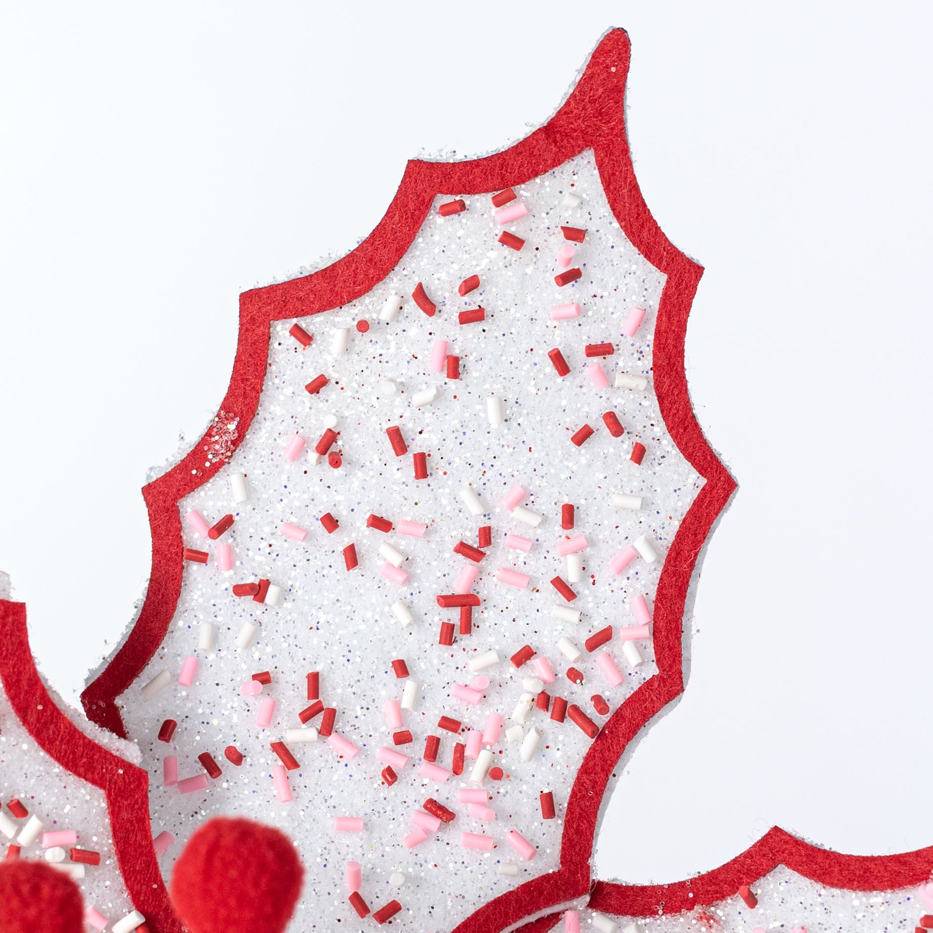 10.5" x 25" Felt Poinsettia with Sprinkles Pick: Red, Pink & White