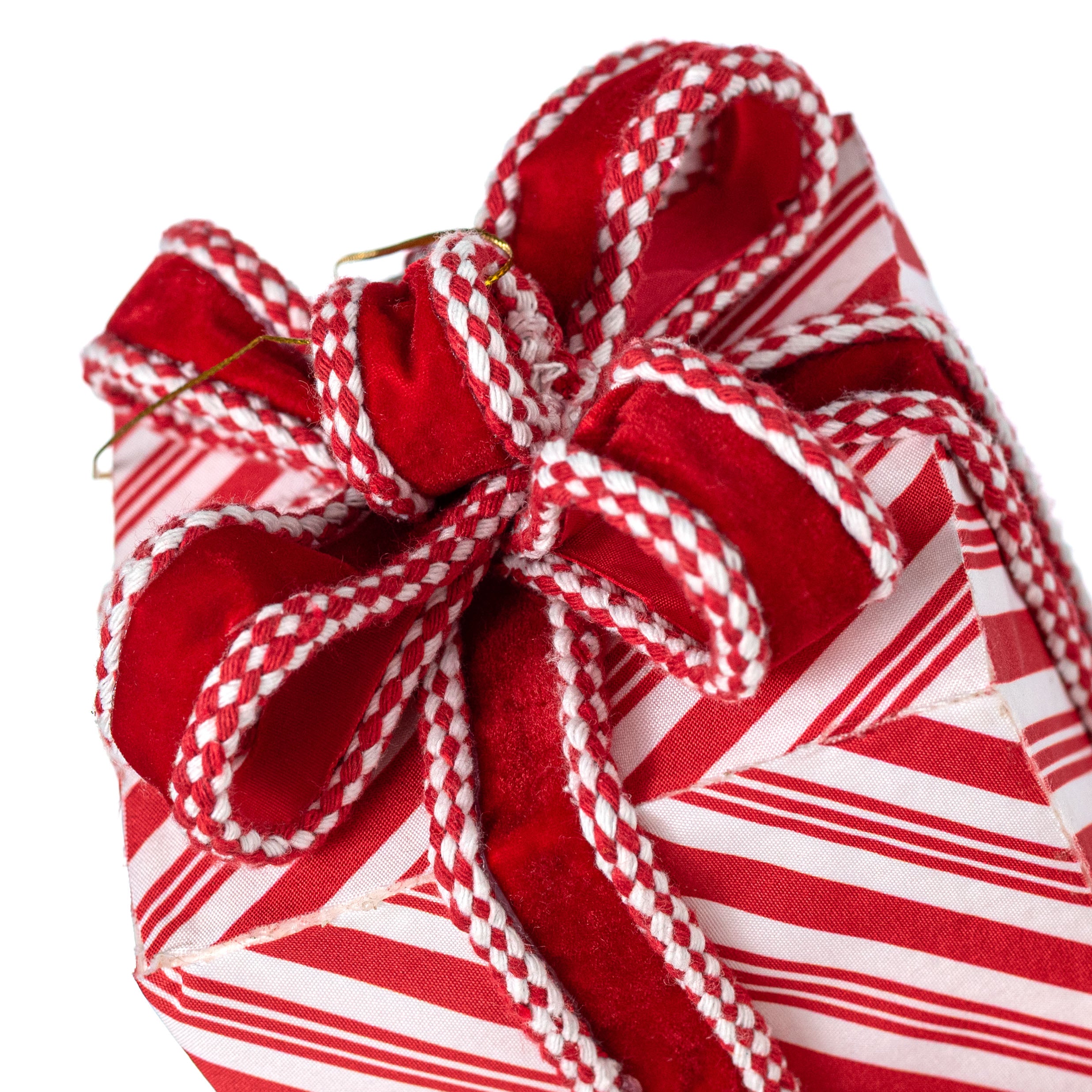6" Stripe Gift Box Decor: Red & White Peppermint
