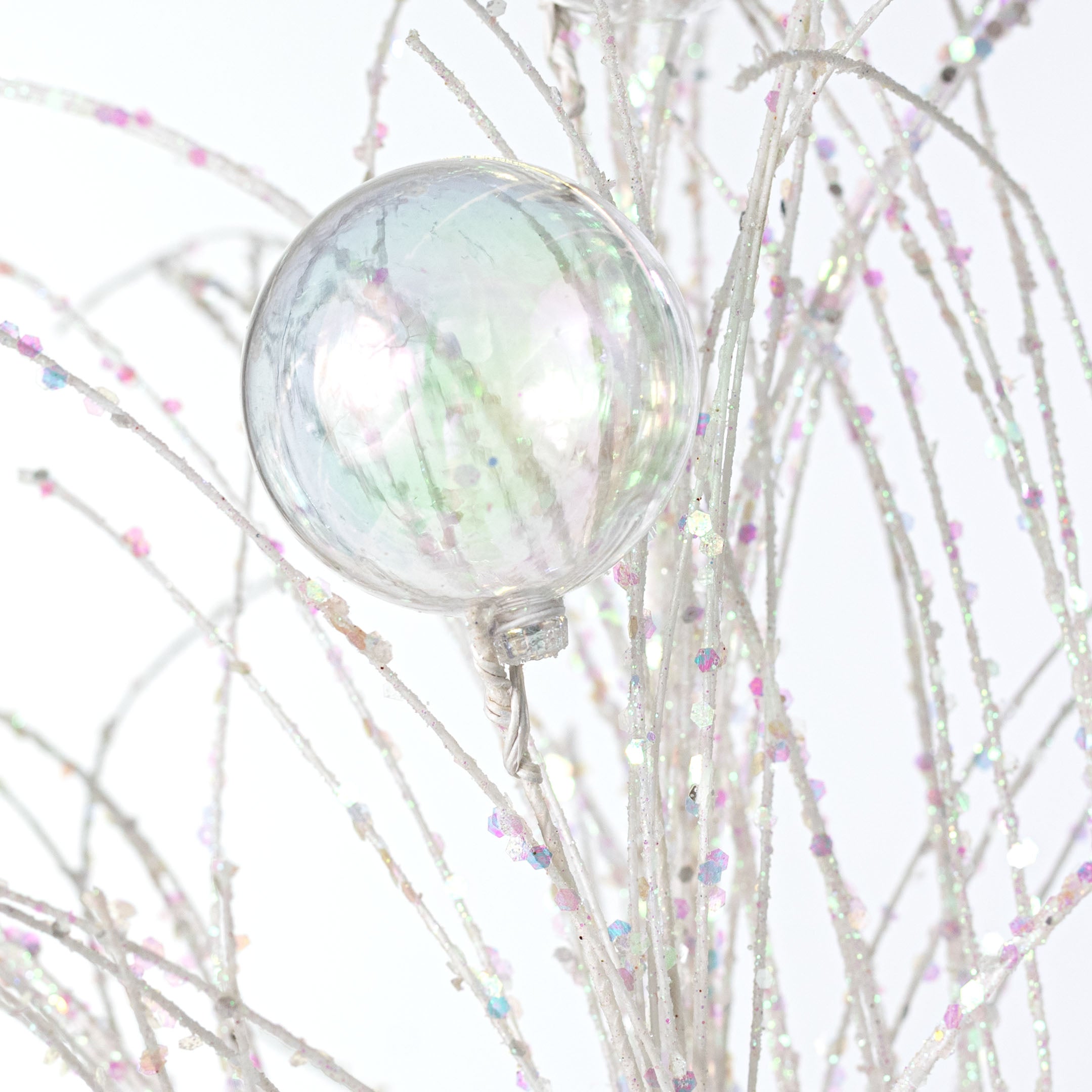 31" Iridescent Bubble Ball Spray: White & Clear