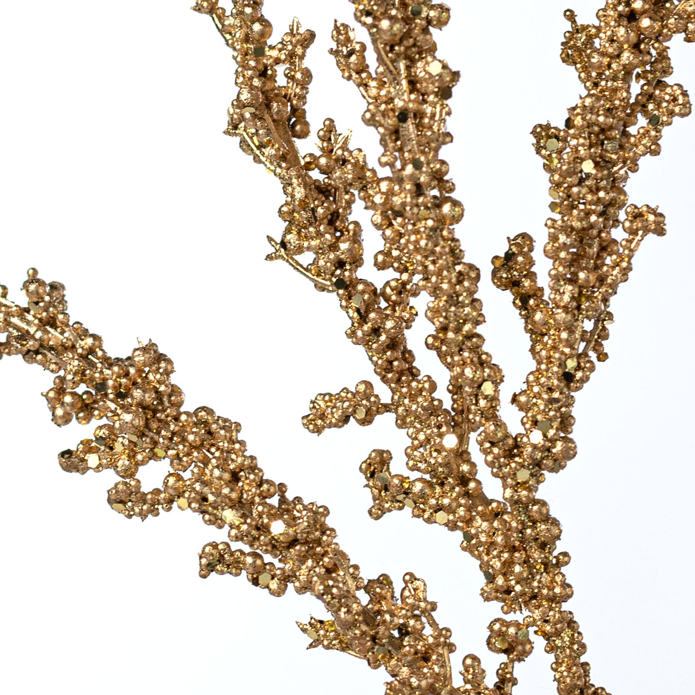 37" Deluxe Beaded Glitter Grass Spray: Gold
