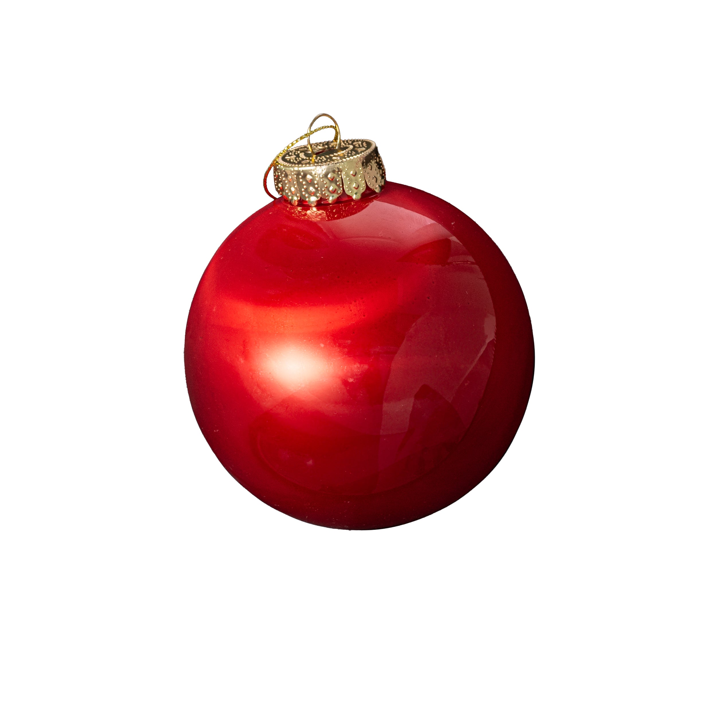 100mm Lacquered Glass-Look Shatterproof Ornament: Red