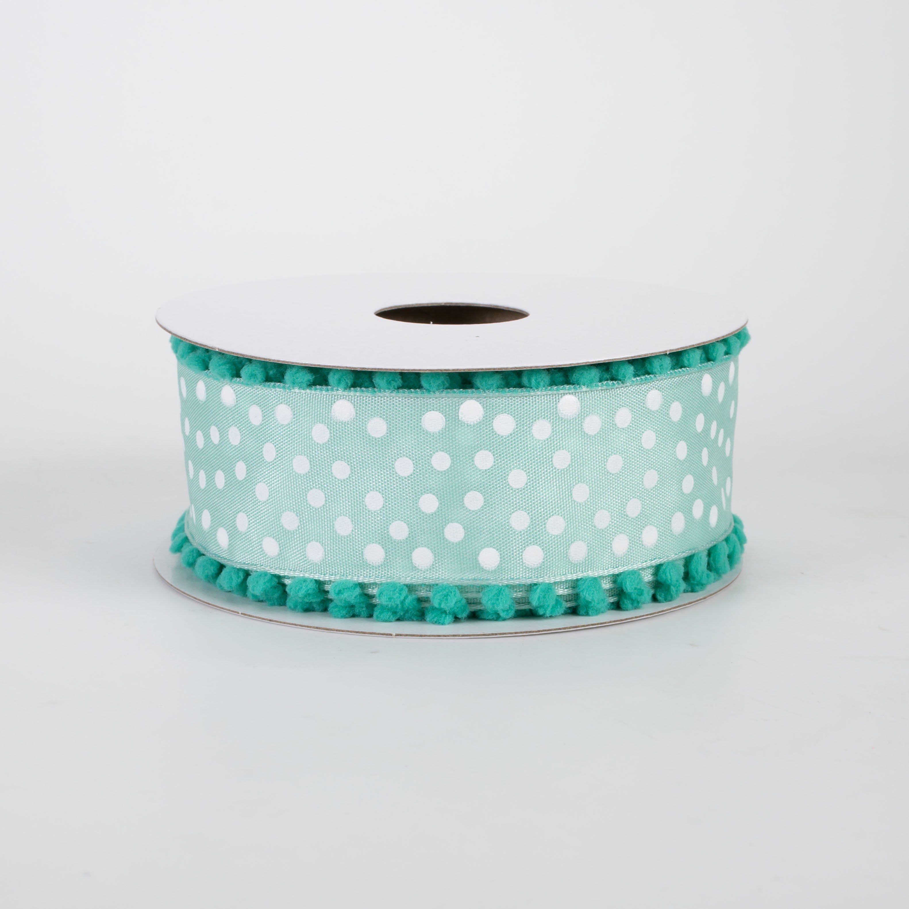 1.5" Ball Edge Dots Ribbon: Aqua Blue & Blue (10 Yards)
