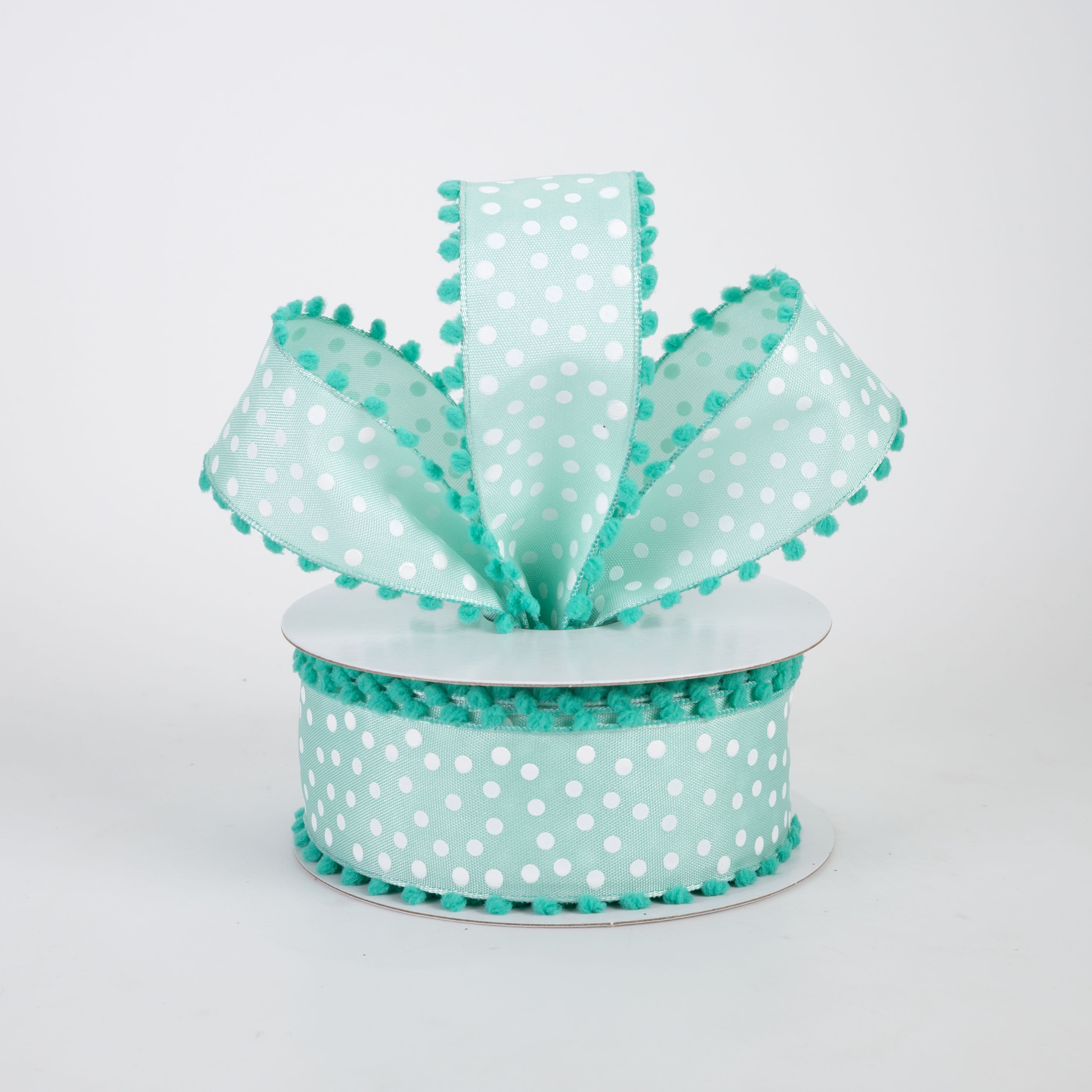1.5" Ball Edge Dots Ribbon: Aqua Blue & Blue (10 Yards)