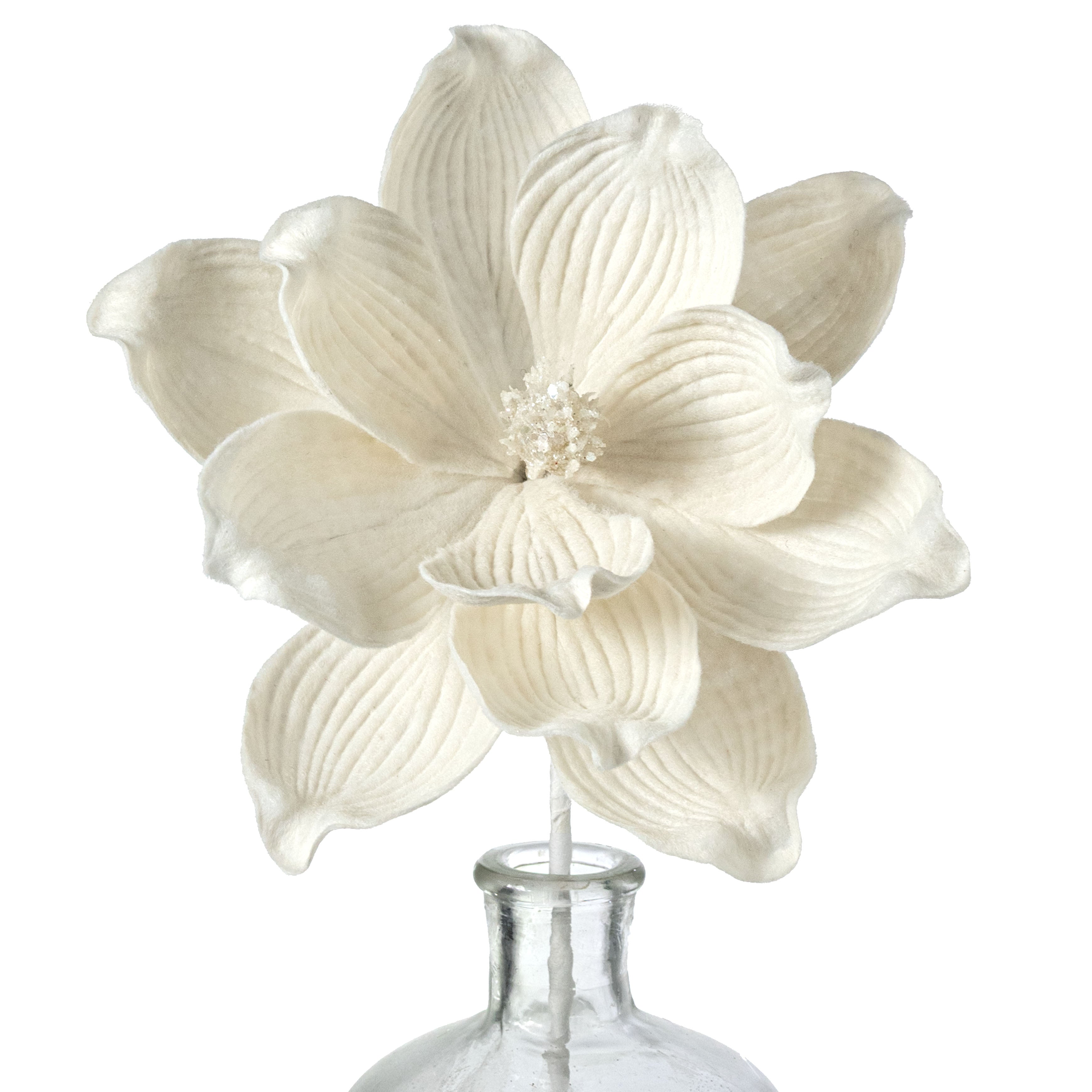 22" Felt Magnolia Flower Stem: Ivory Cream