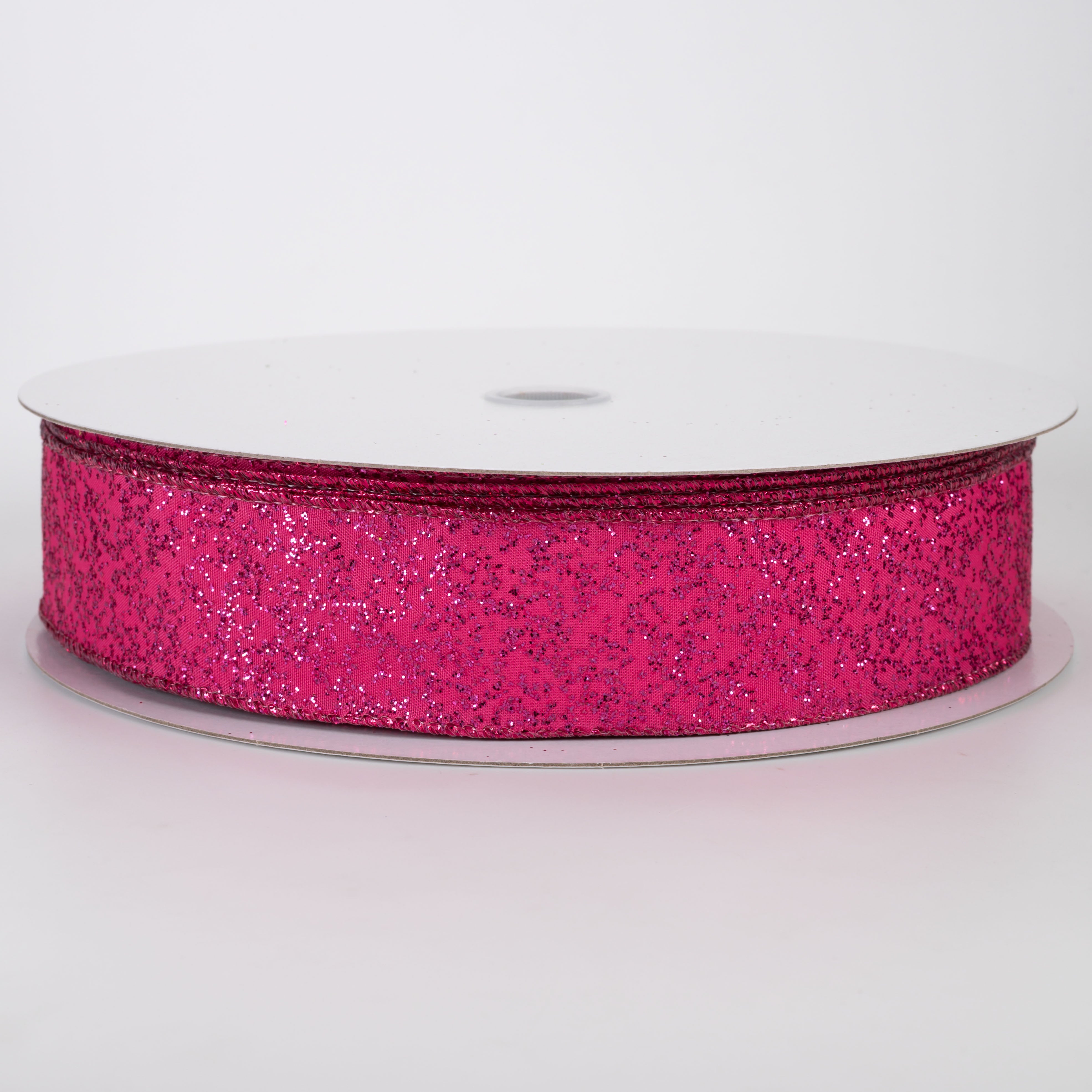 1.5" Mini Glitter Dots Ribbon: Fuchsia Pink (50 Yards)