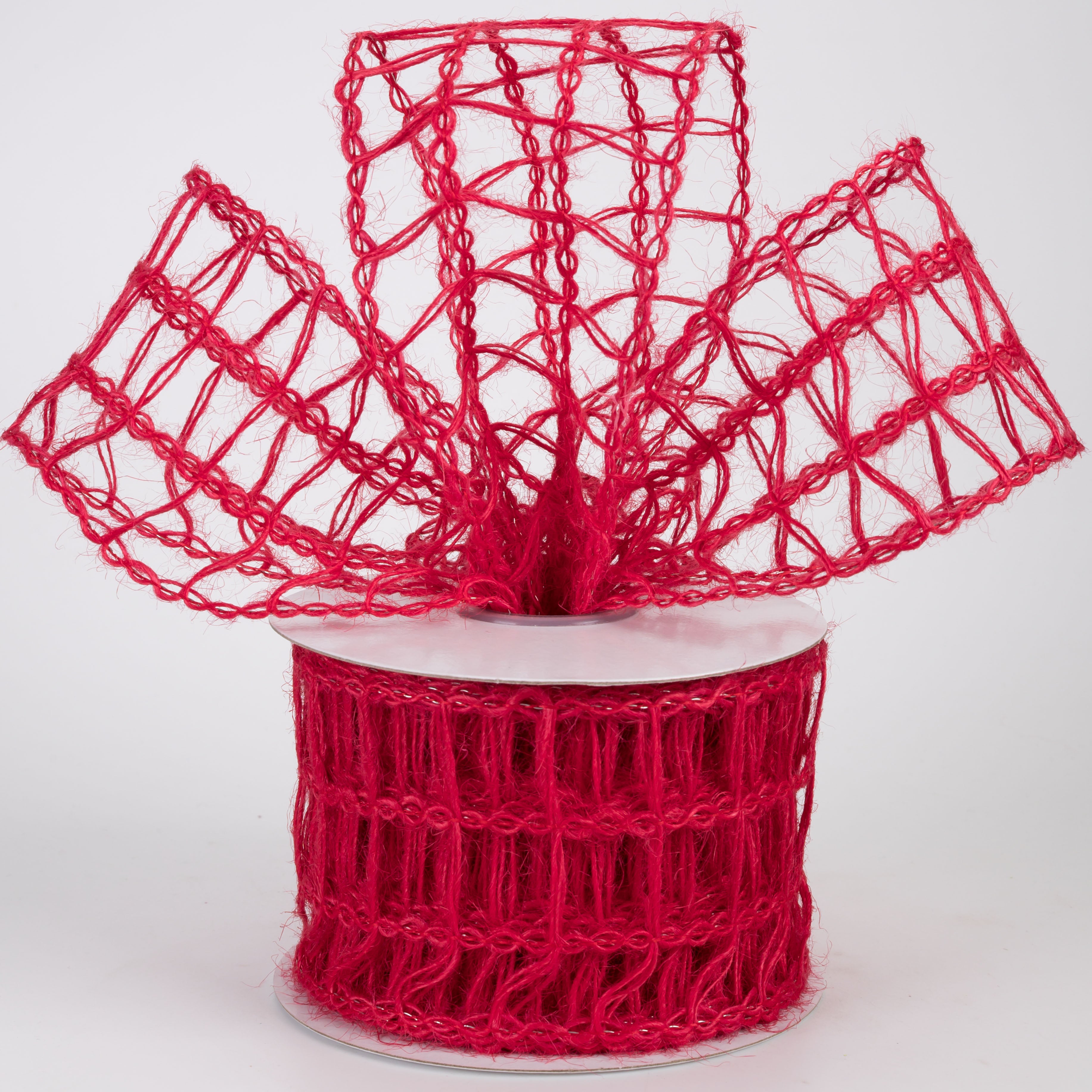 2.5" Open Weave Burlap Jute Ribbon: Red (10 Yards)