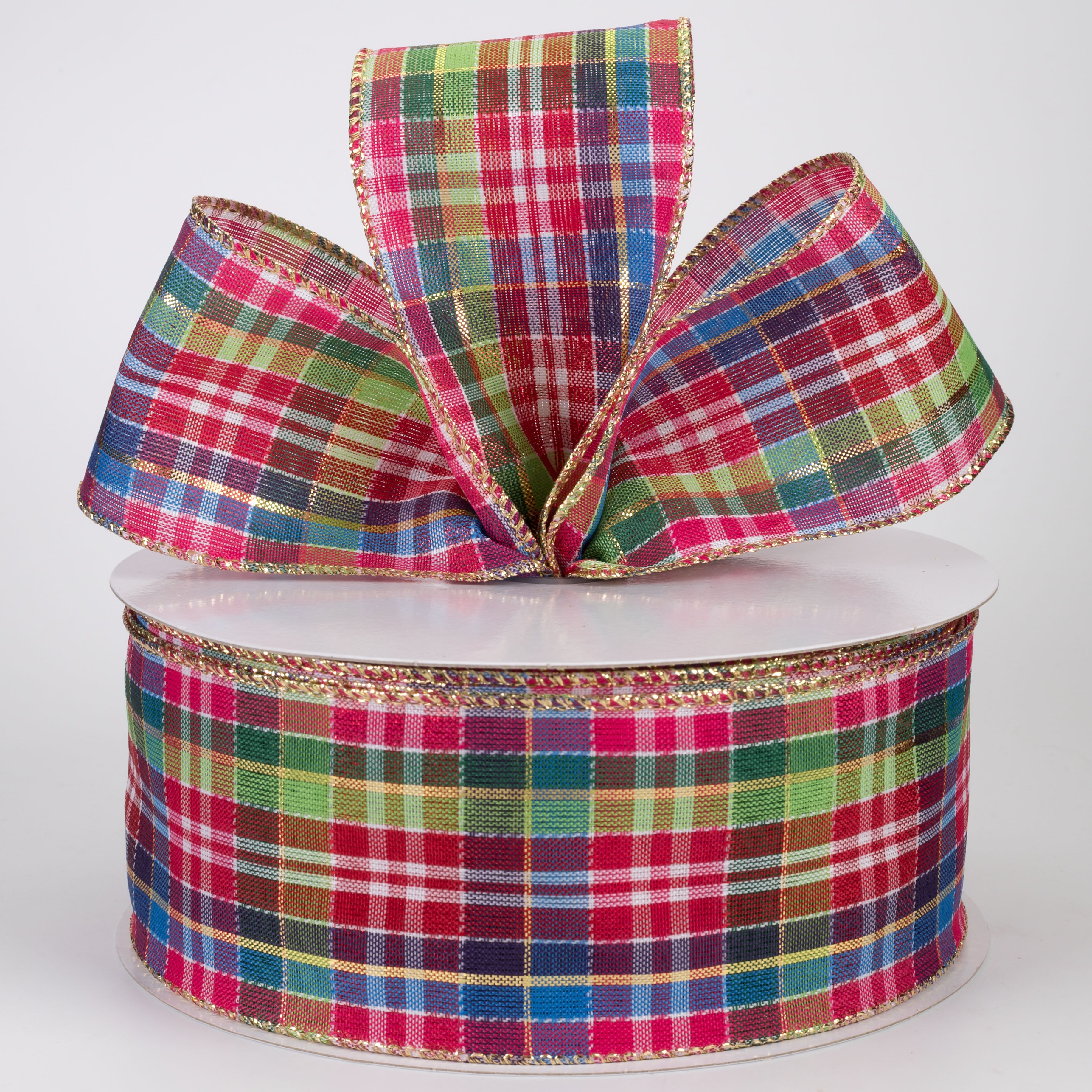 2.5" Christmas Fun & Bright Woven Plaid Ribbon (50 Yards)