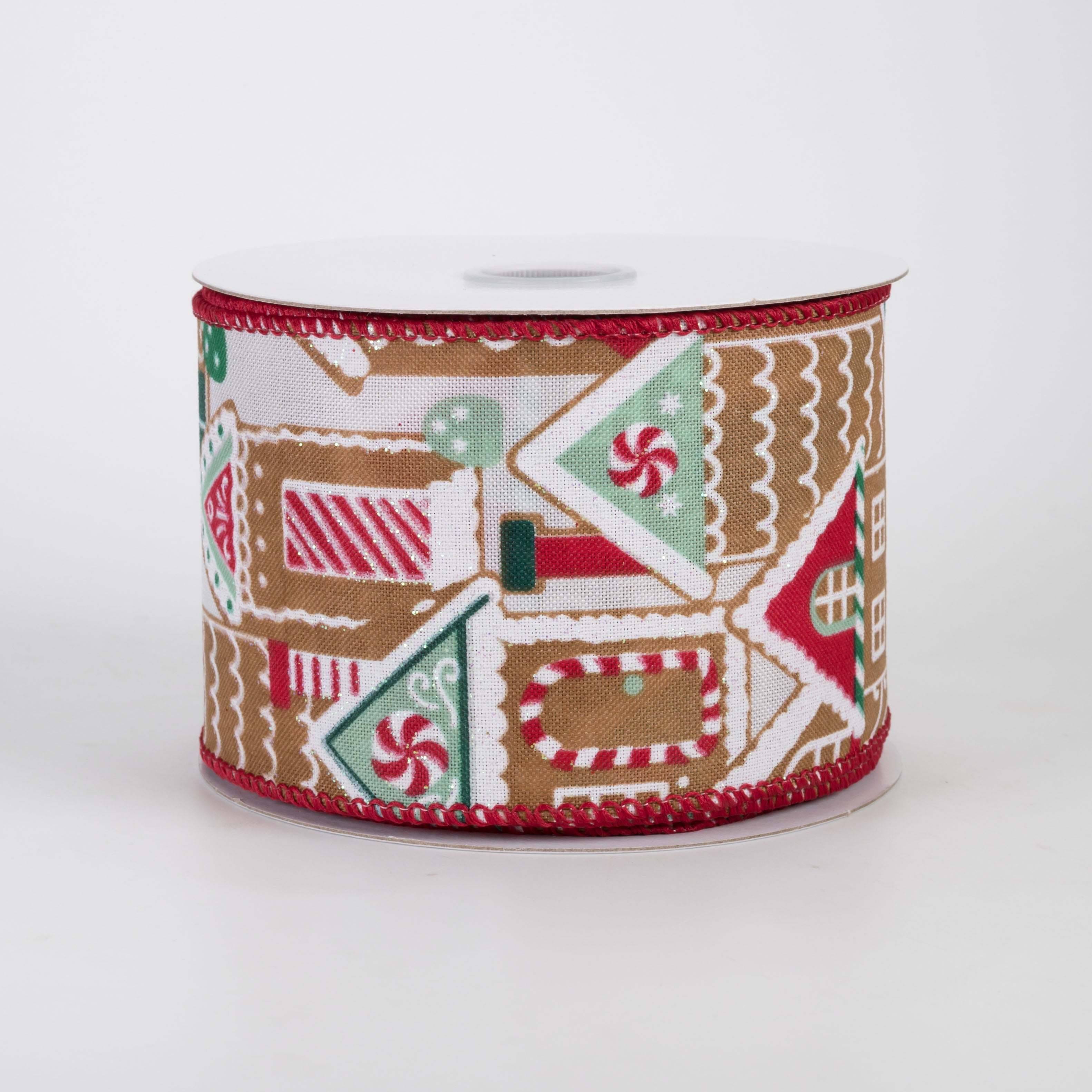 2.5" Gingerbread Village Satin Ribbon (10 Yards)