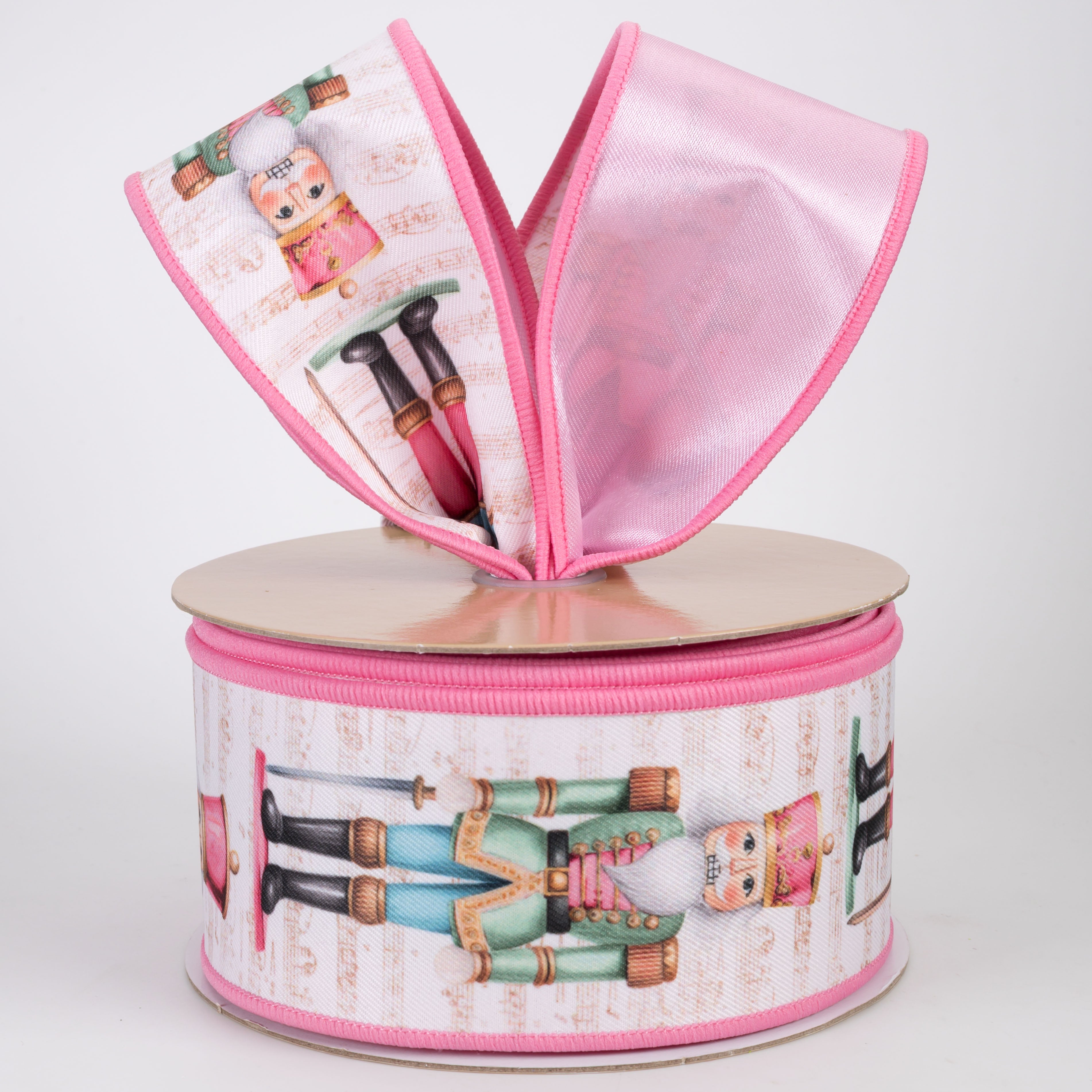 2.5" Double Sided Fused Nutcracker Ribbon: Pink Satin (10 Yards)