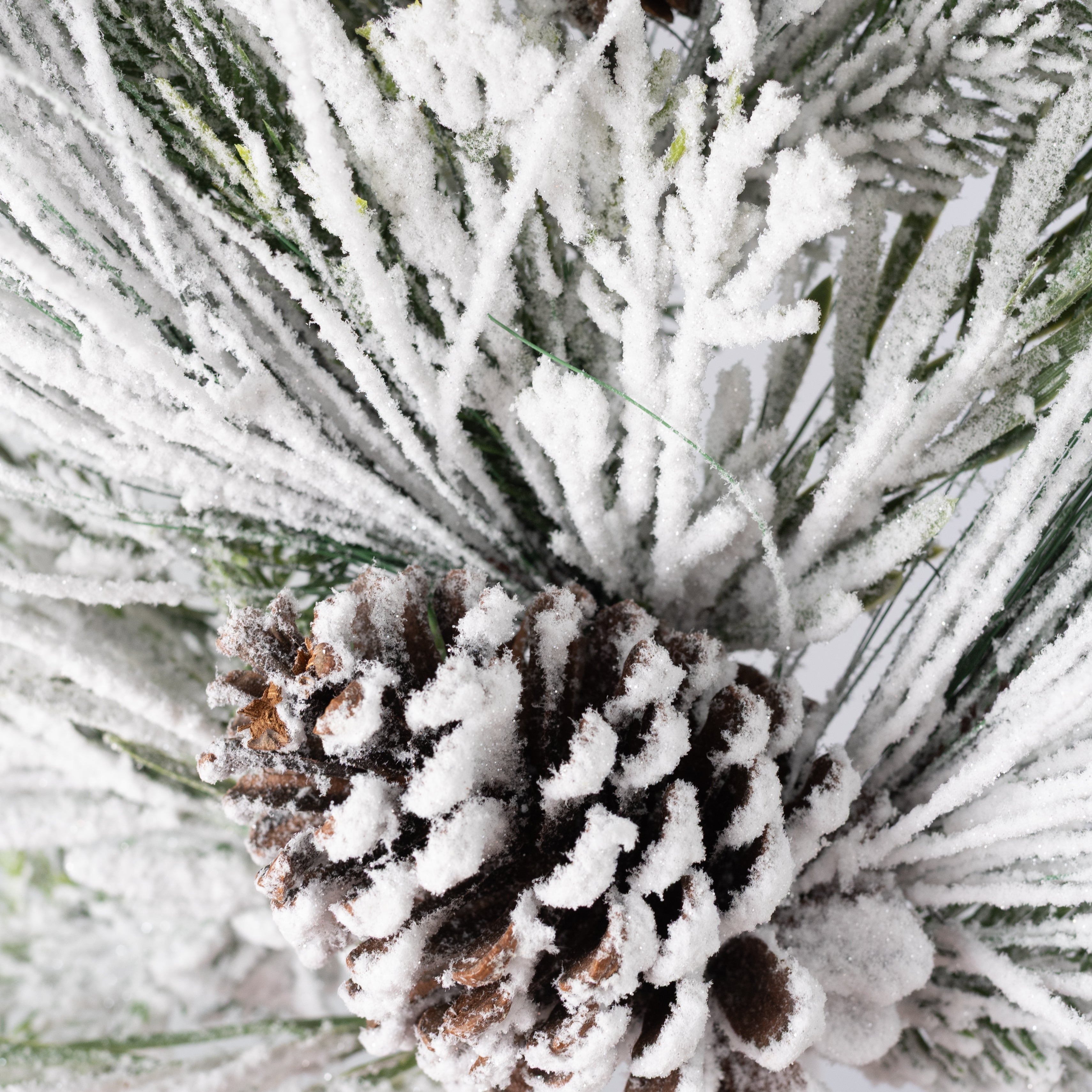 24" Mixed Flocked Pine & Pinecone Spray