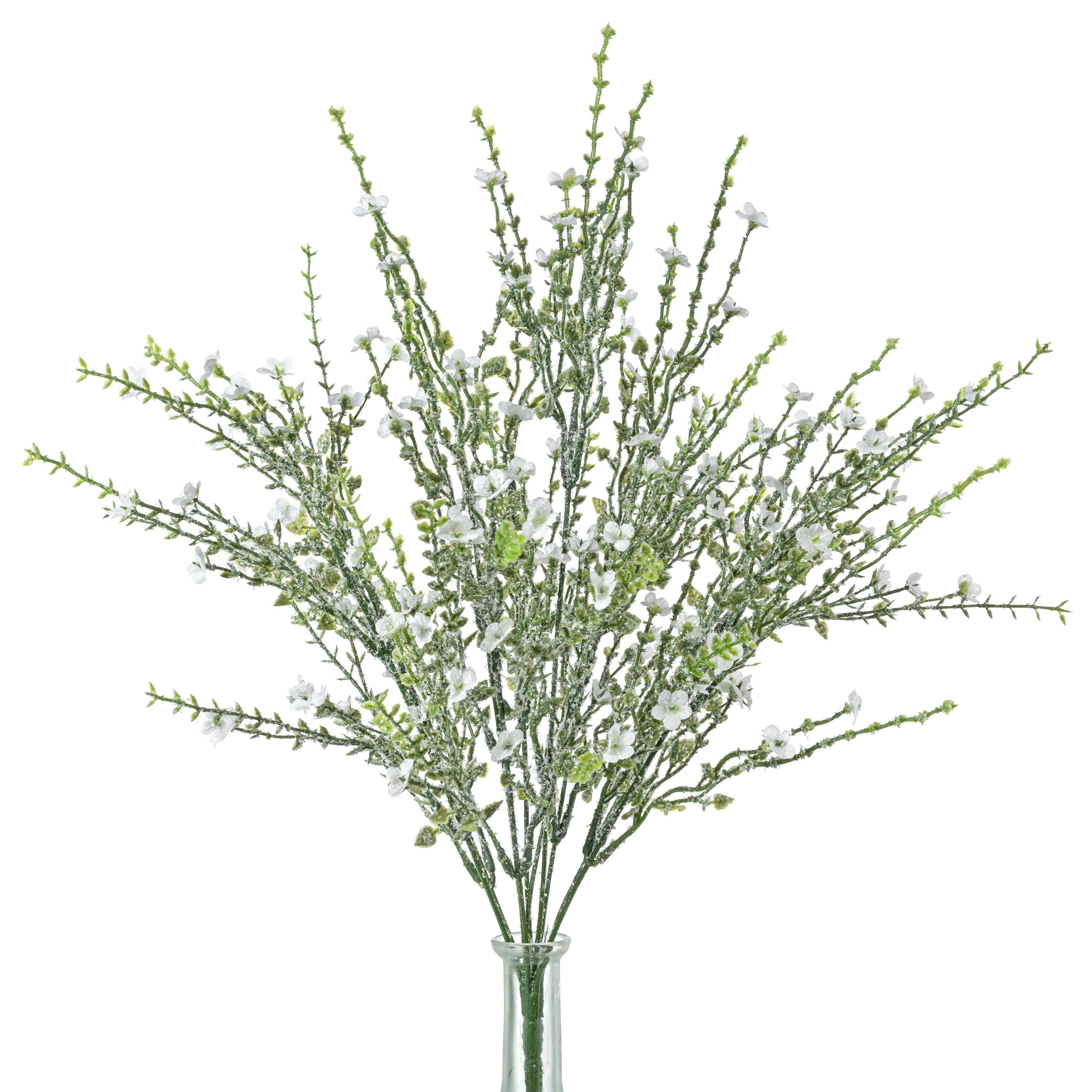 21" Iced Plastic Baby's Breath Bush: White
