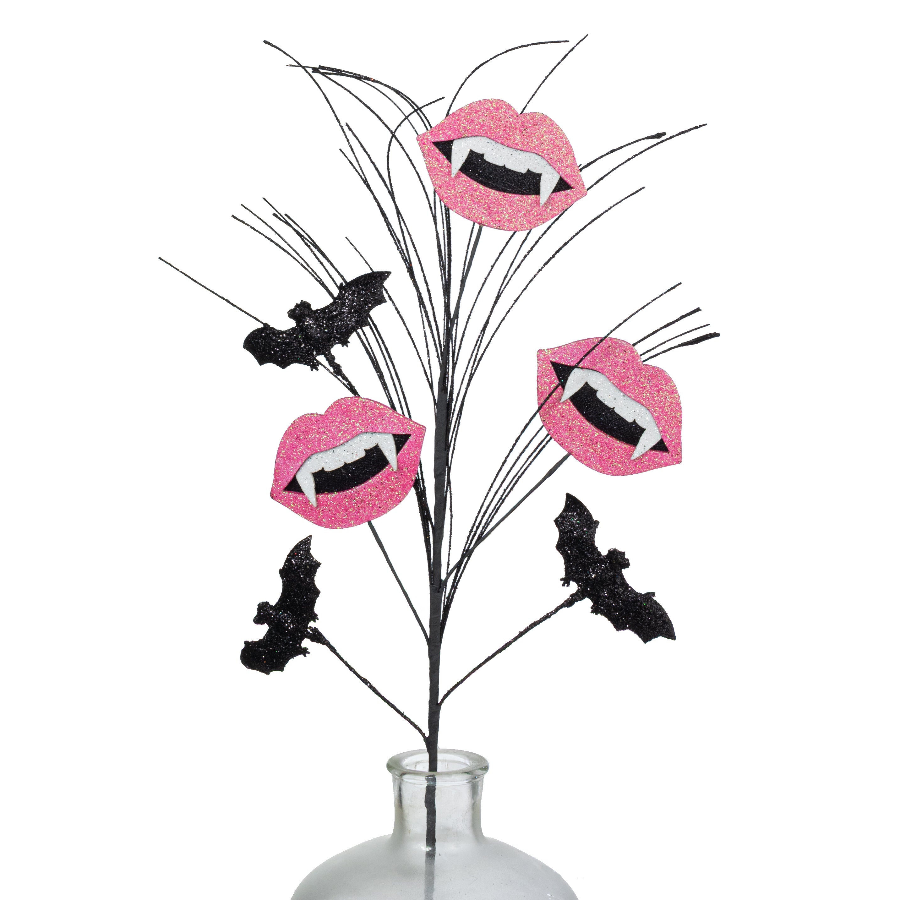 26" Glittered Foam Bats & Vampire Lips Spray: Pink