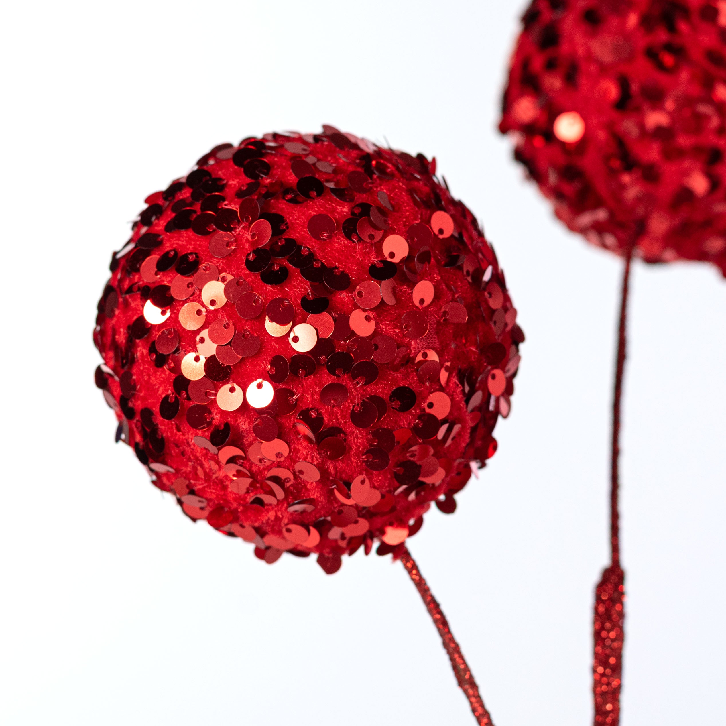 26" Sequined Fabric Ball Spray: Red